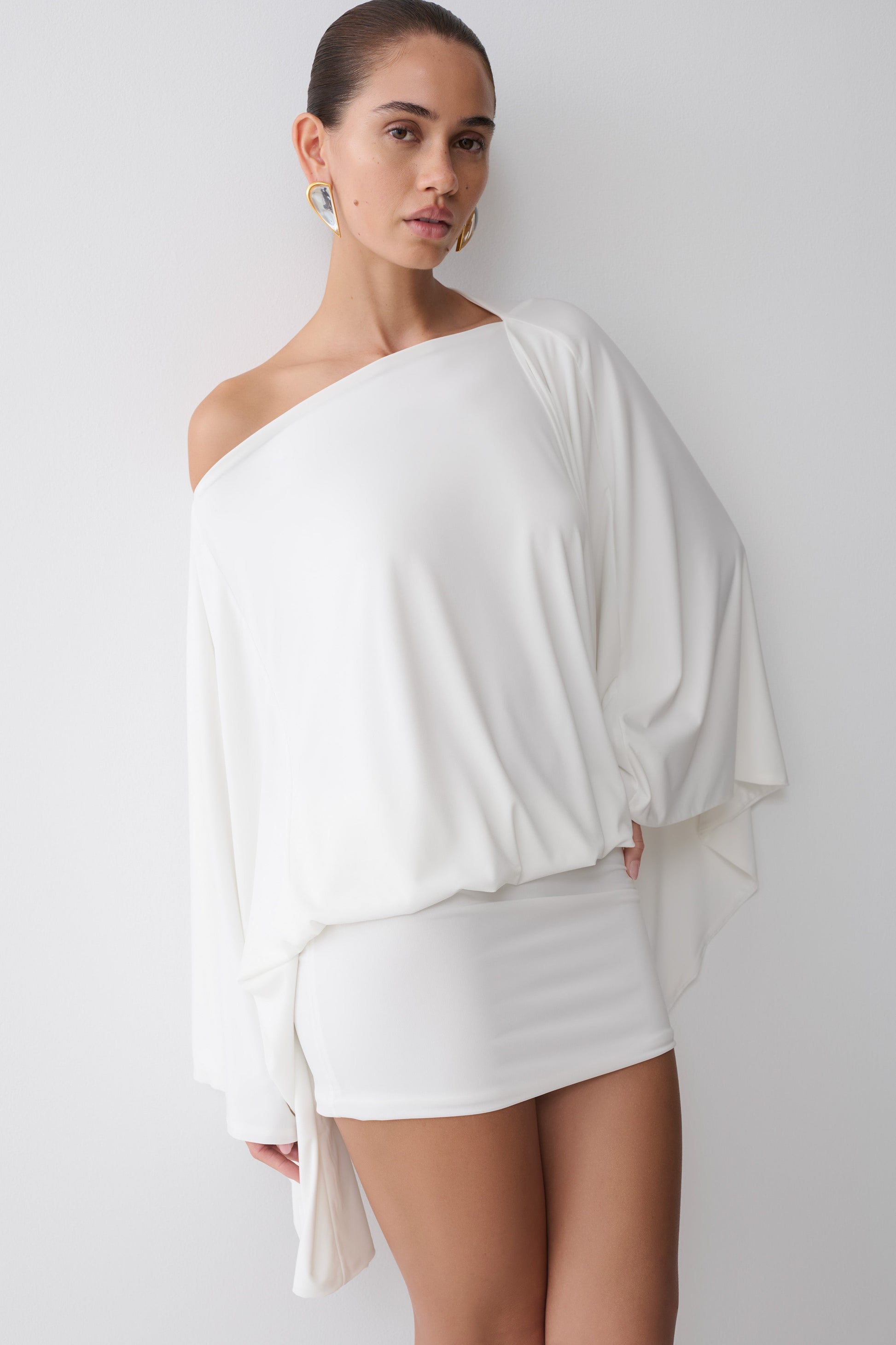 Jessy Draped Mini Dress - Ivory #6