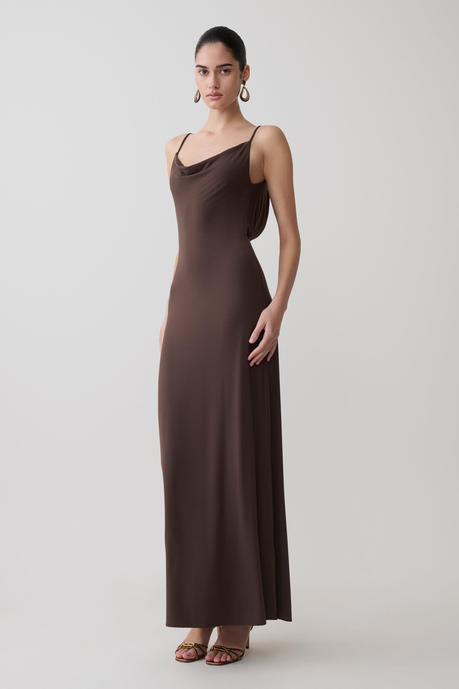 Joni Cowl Maxi Dress - Bitter Chocolate #5