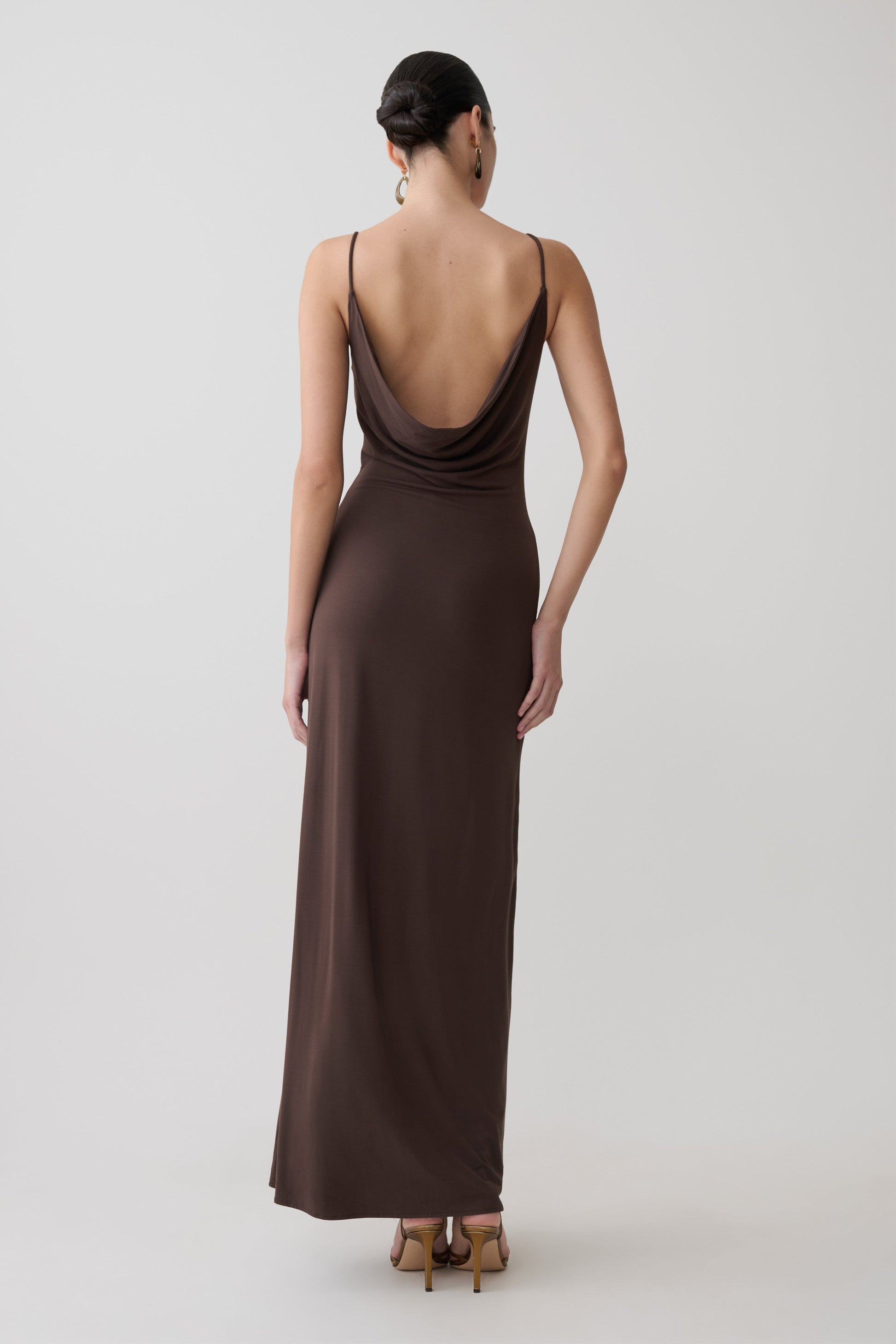 Joni Cowl Maxi Dress - Bitter Chocolate #3