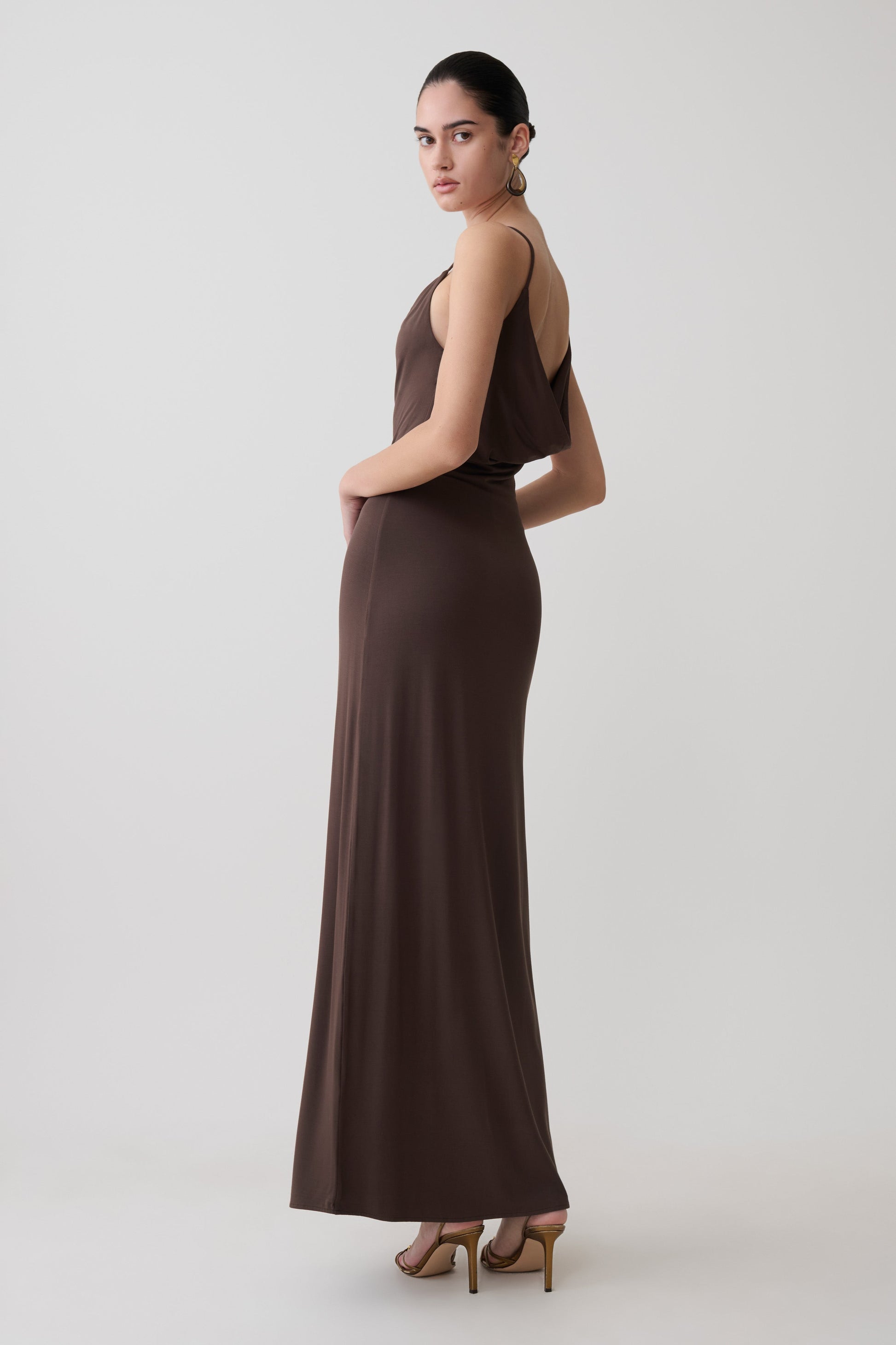 Joni Cowl Maxi Dress - Bitter Chocolate #4
