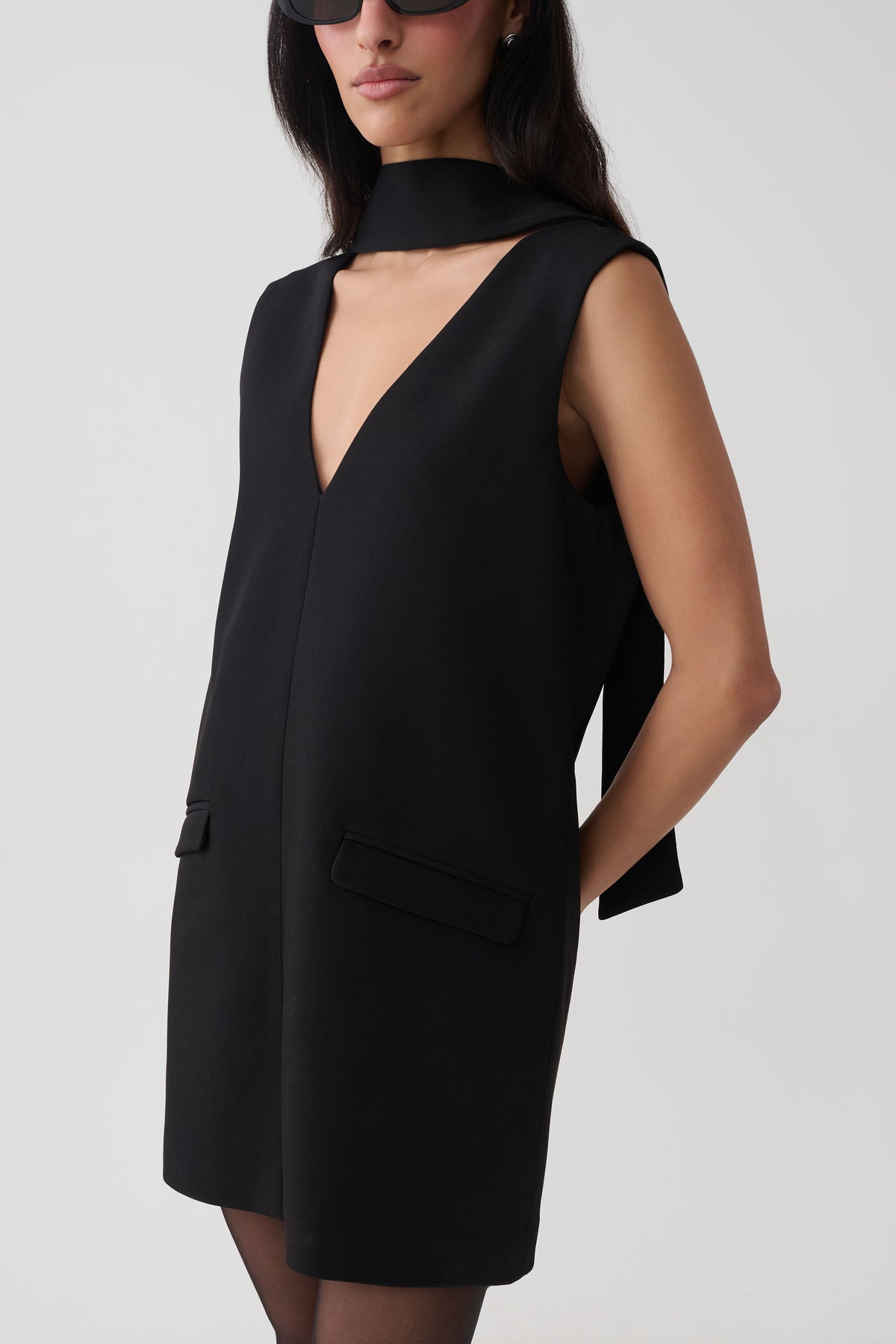 Saoirse Suiting Mini Dress With Tie - Black #6