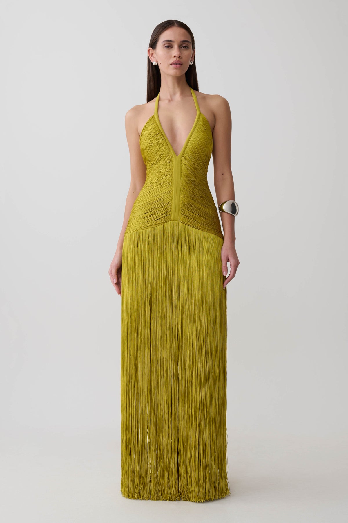 Tiffany Fringe Maxi Dress - Chartreuse #8