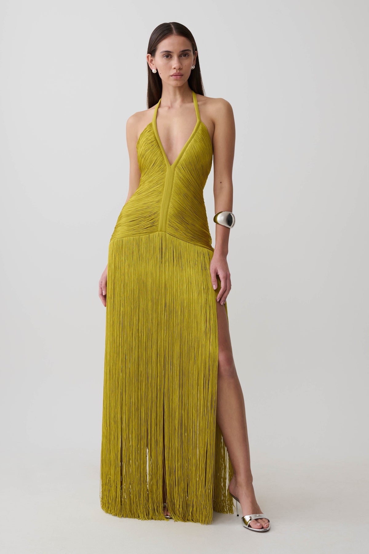 Tiffany Fringe Maxi Dress - Chartreuse #5