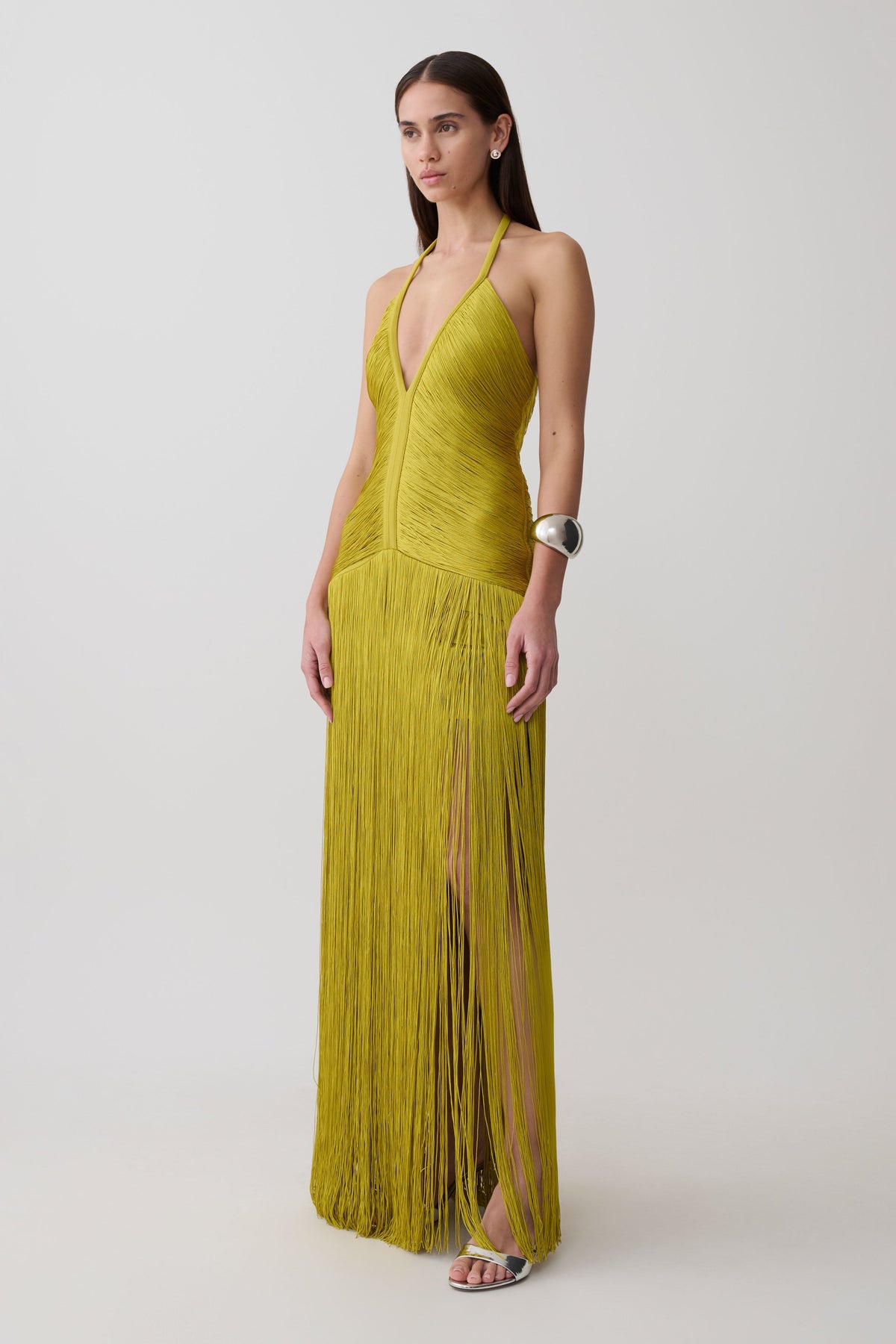 Tiffany Fringe Maxi Dress - Chartreuse #7