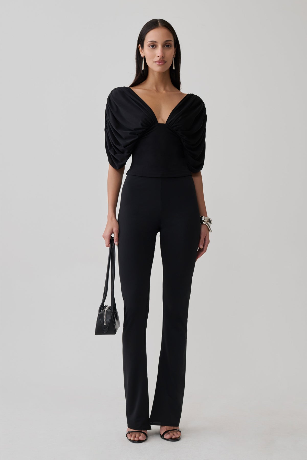 Aerin Gathered Bodice Top - Black #8