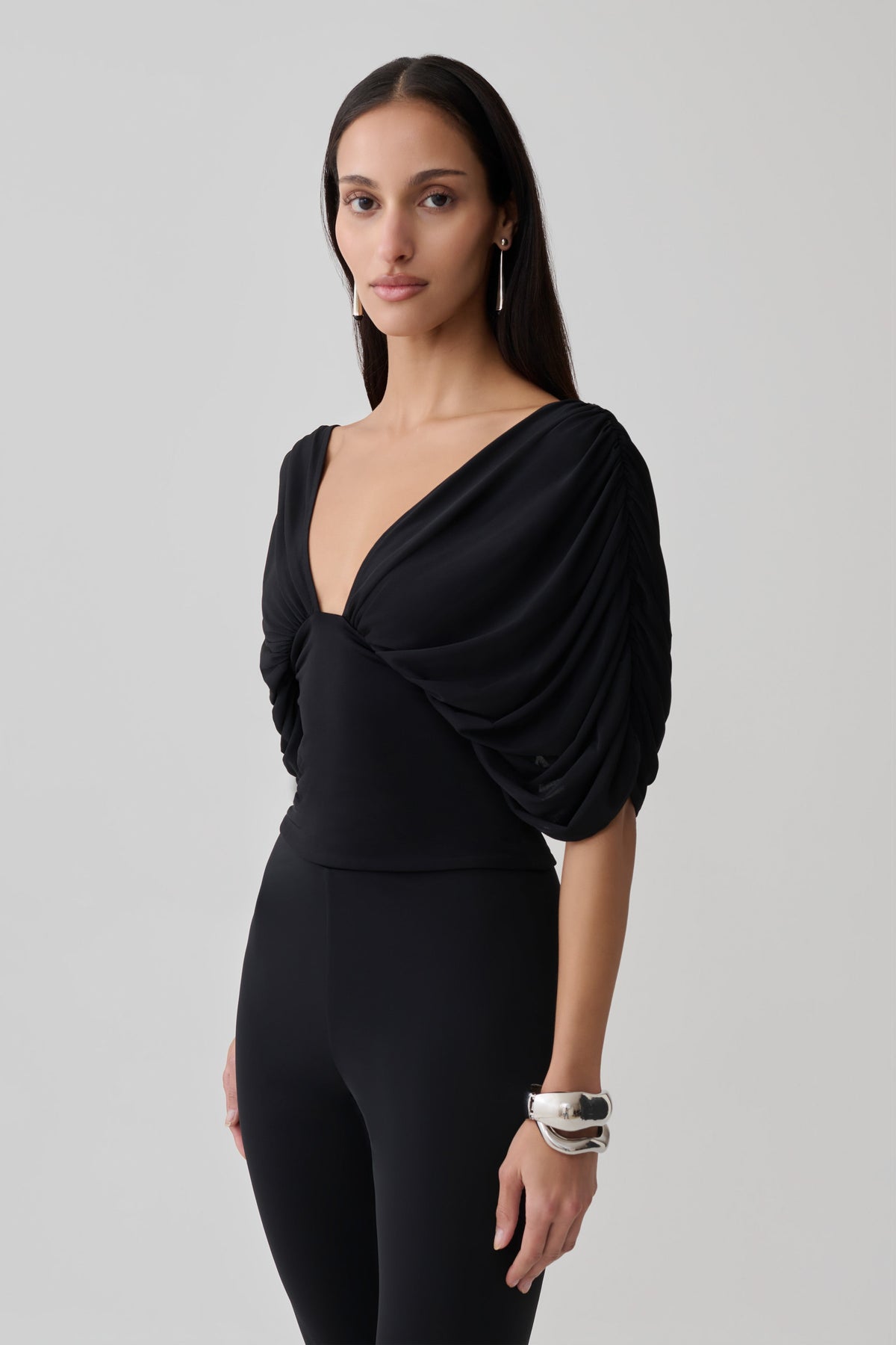 Aerin Gathered Bodice Top - Black #5