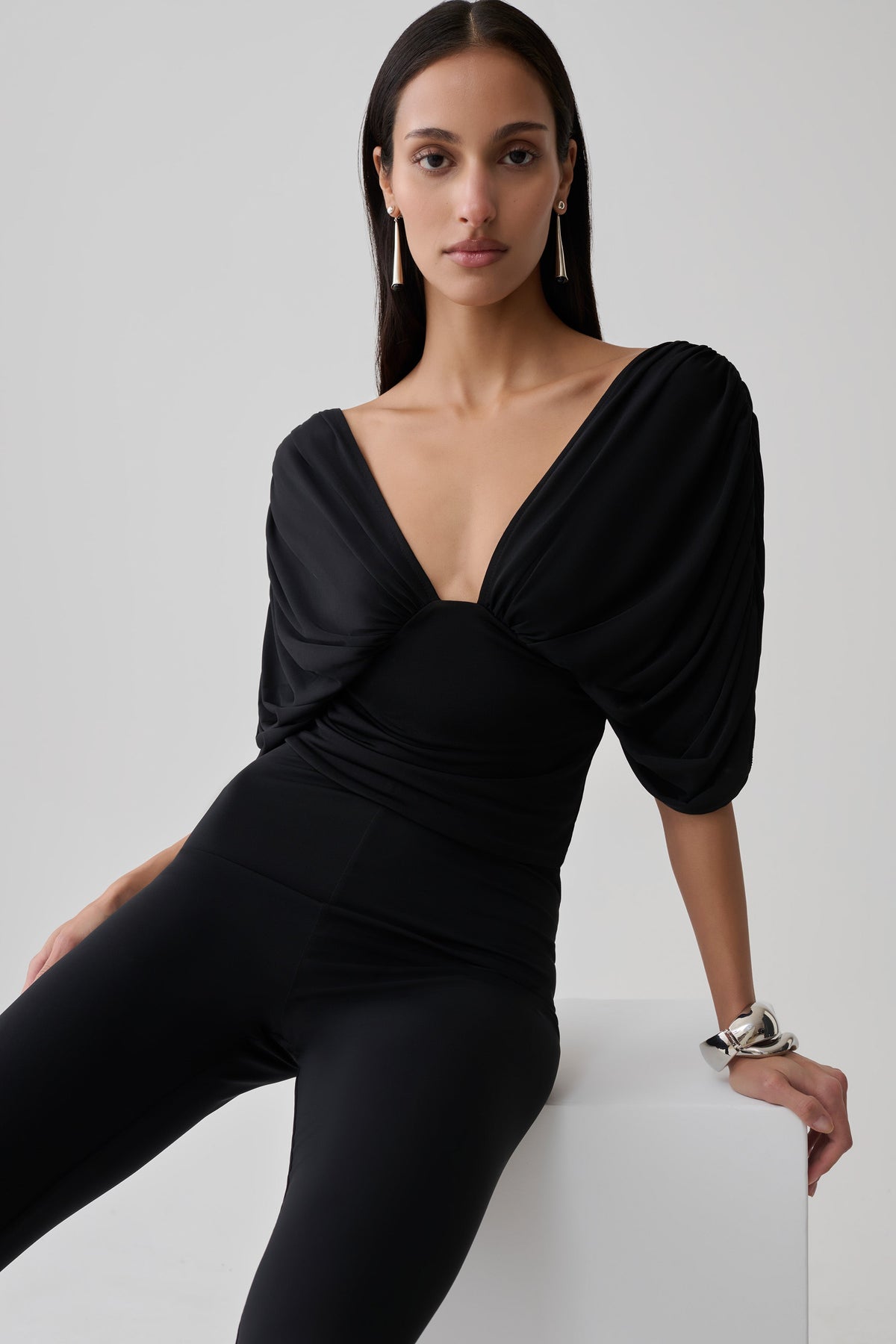 Aerin Gathered Bodice Top - Black #4