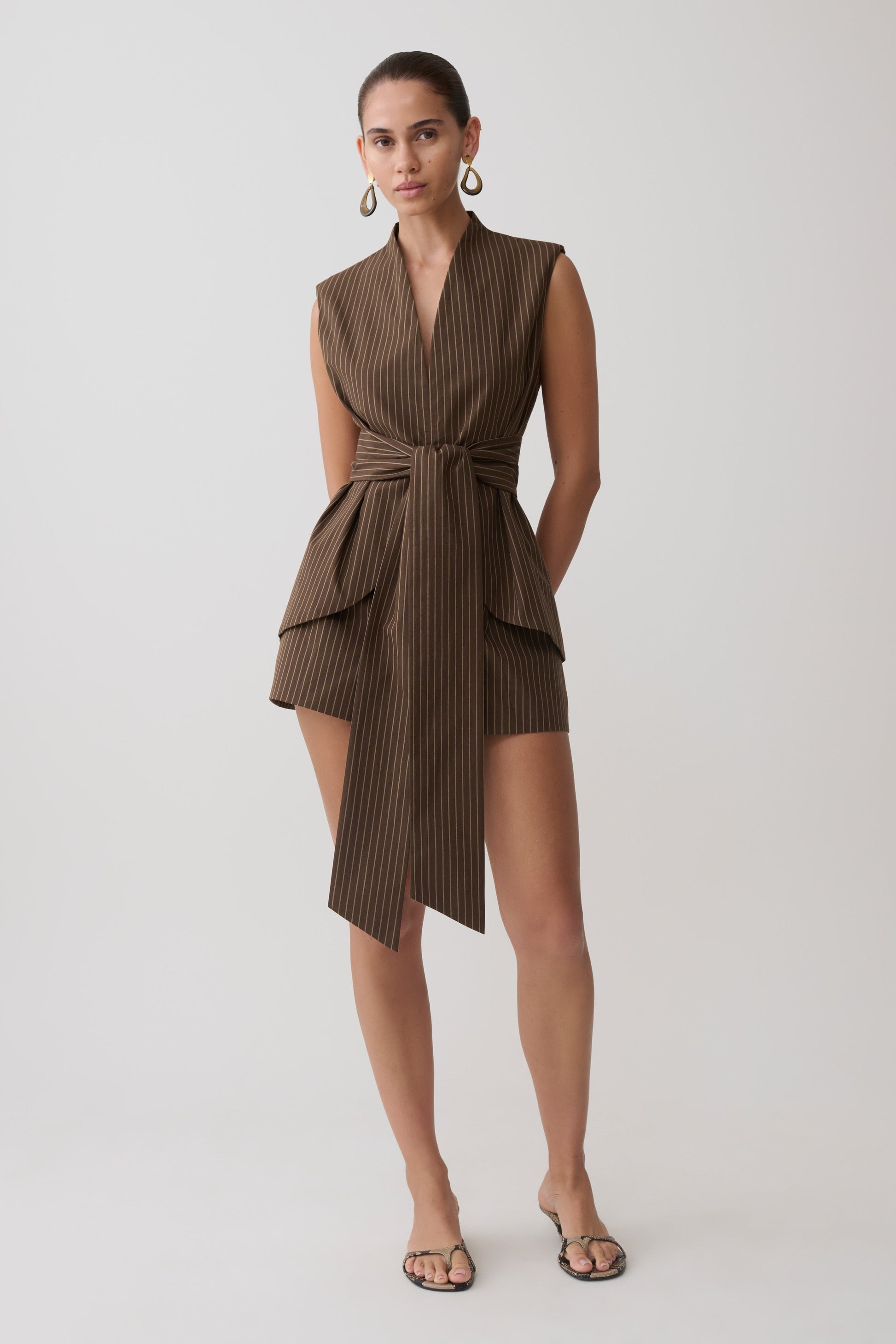 Alina Pintuck Cotton Shorts - Chocolate #7