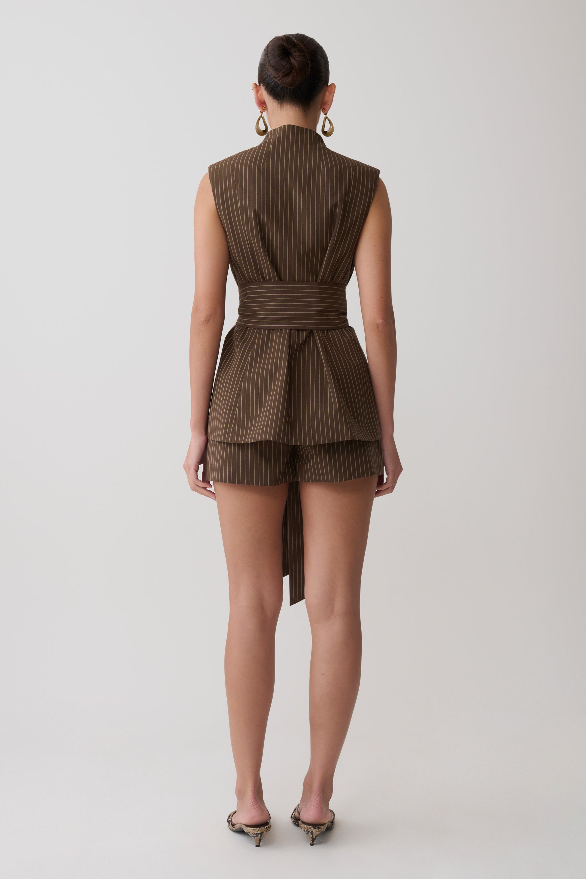 Alina Pintuck Cotton Shorts - Chocolate #5