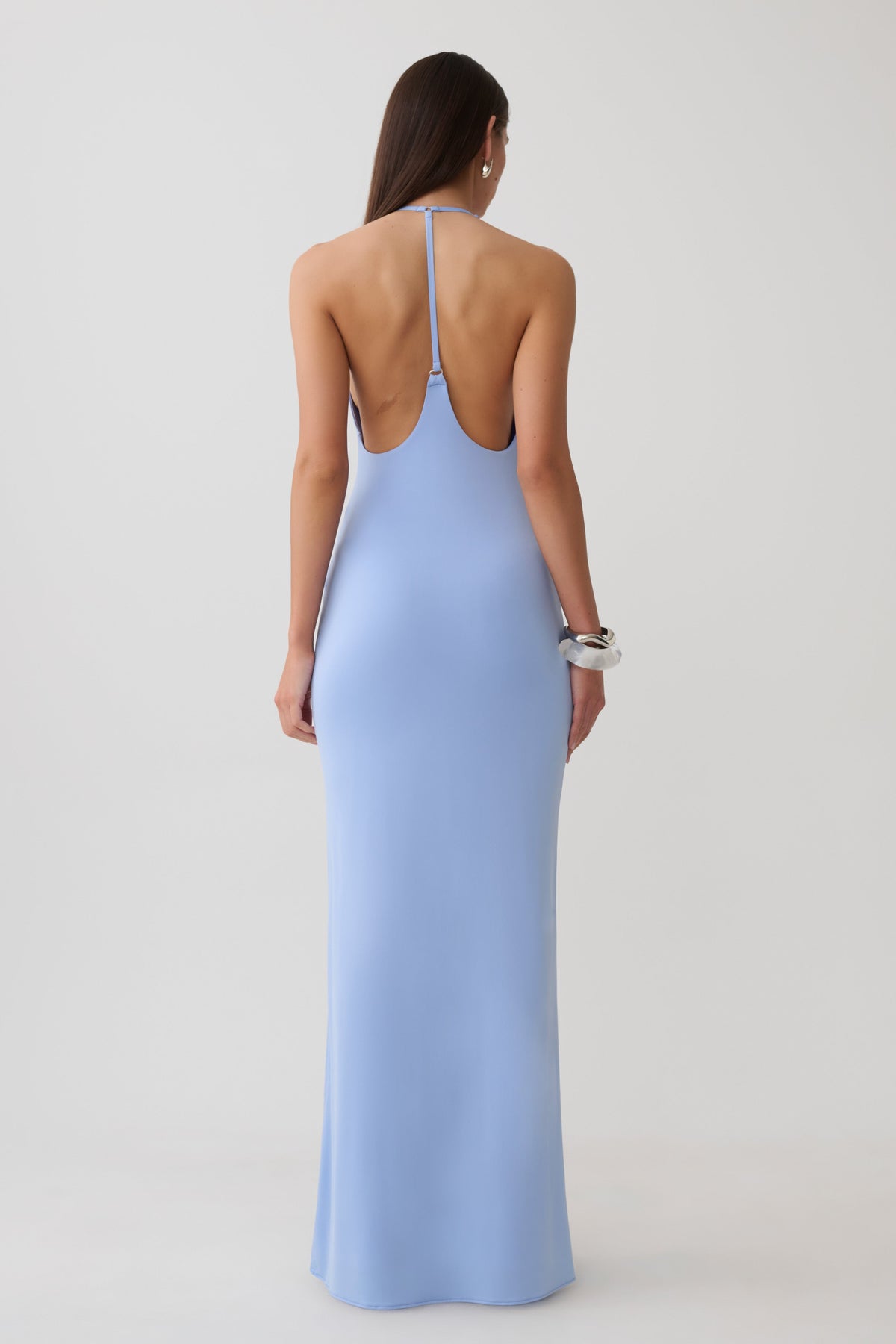 Hana Slinky Plunge Maxi Dress - Sea Blue #4