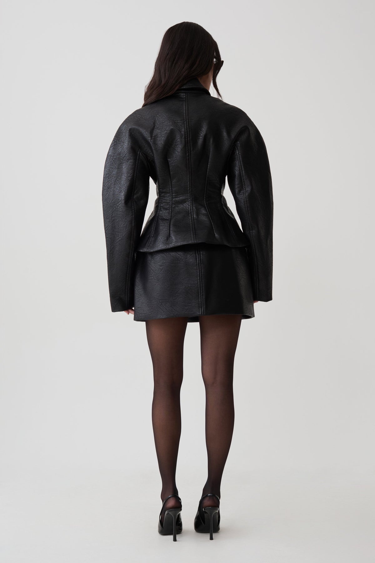 Telma Faux Leather Collared Jacket - Black #7