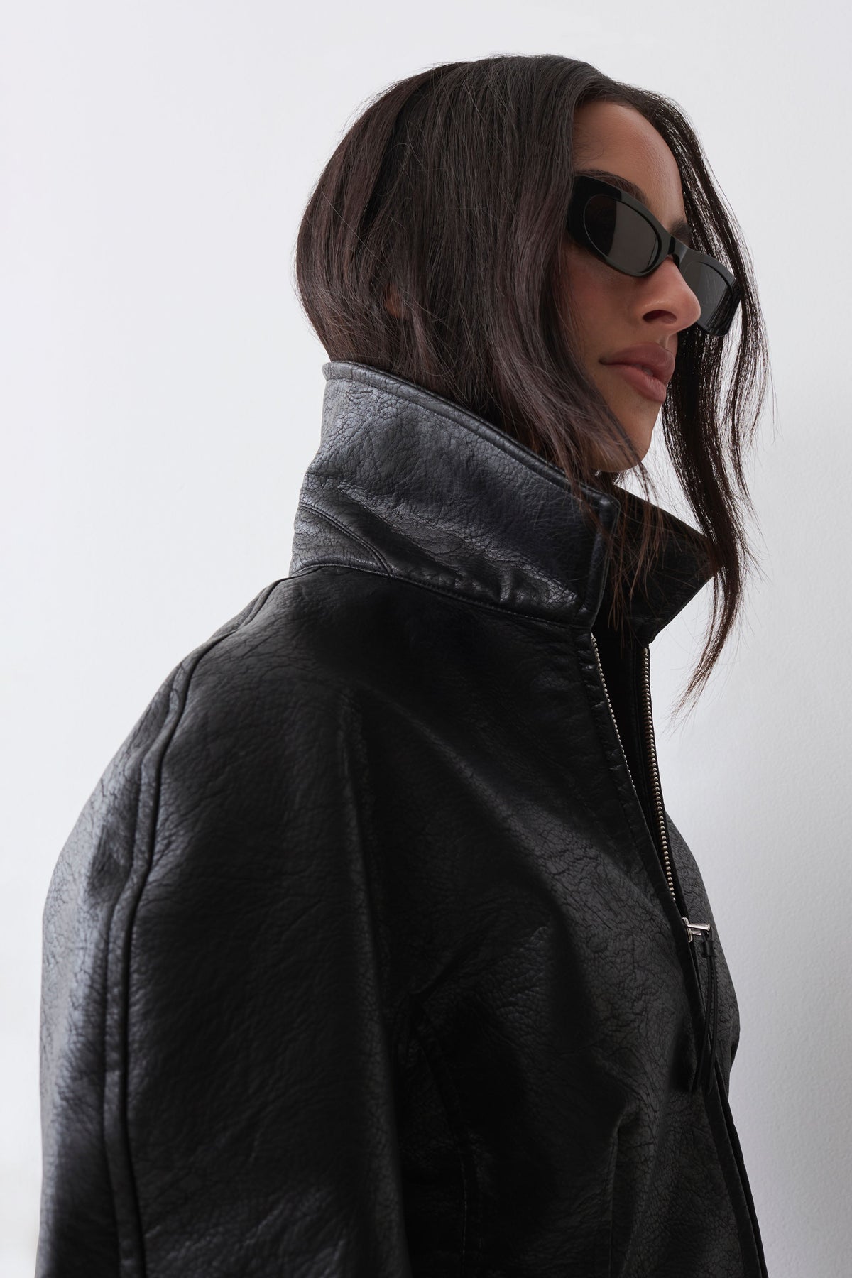 Telma Faux Leather Collared Jacket - Black #5