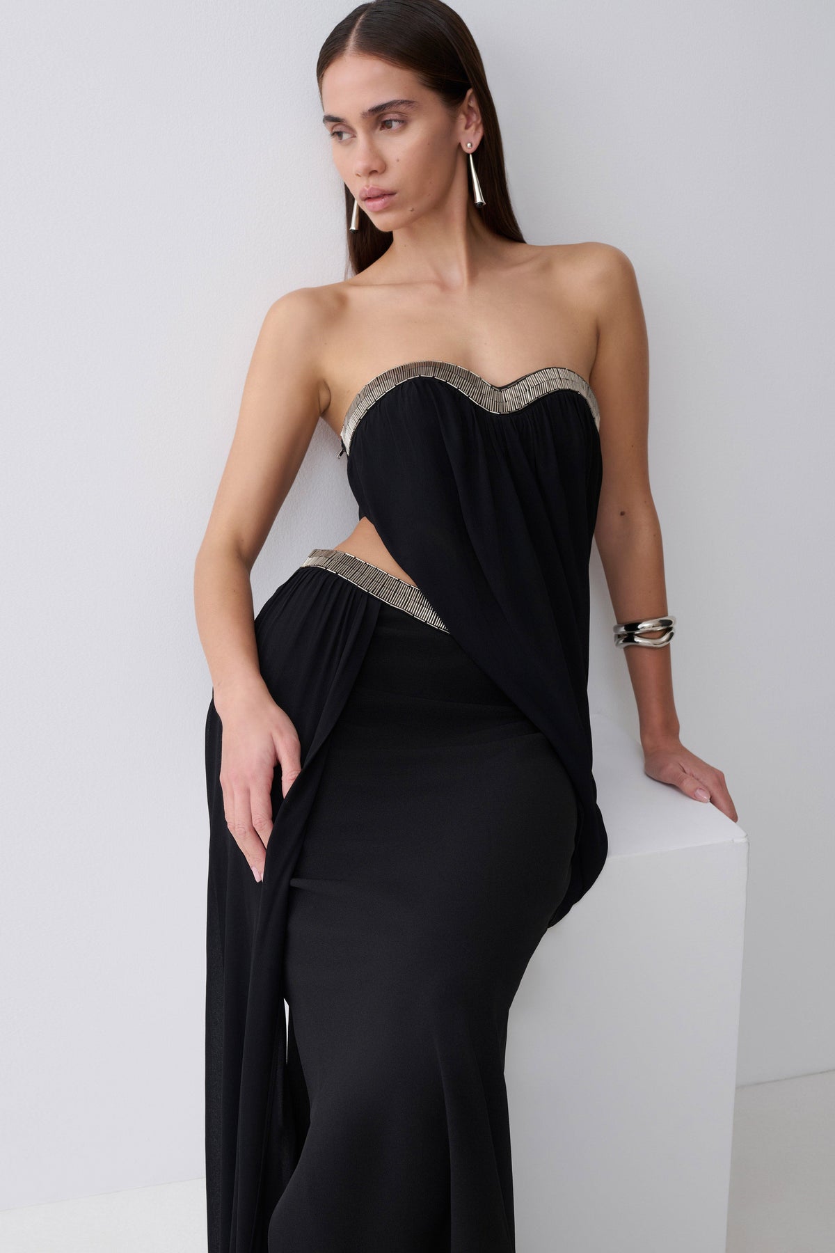 Valerie Chiffon Strapless Maxi Dress - Black #3