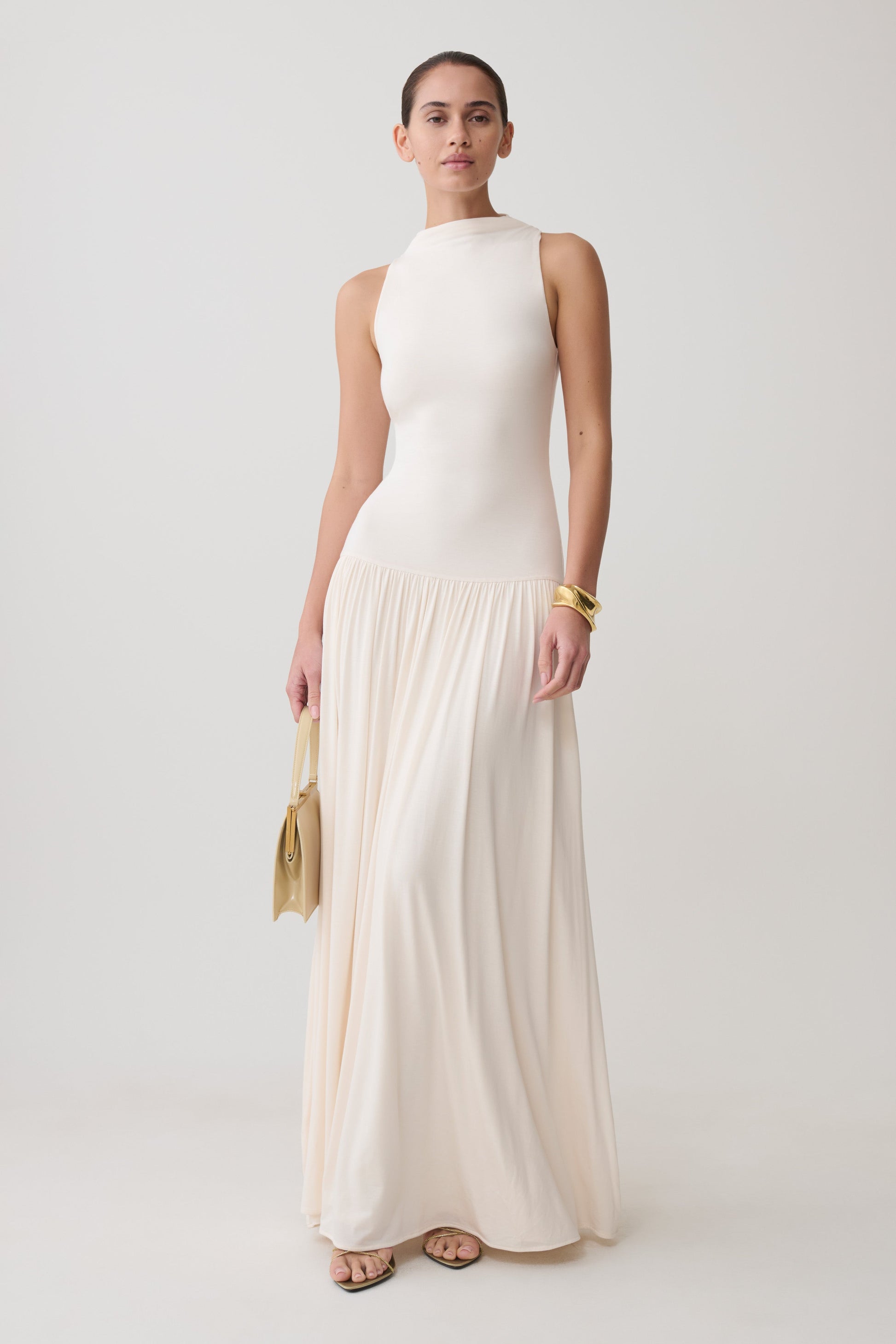Zsela High Neck Modal Maxi Dress - Ivory #6