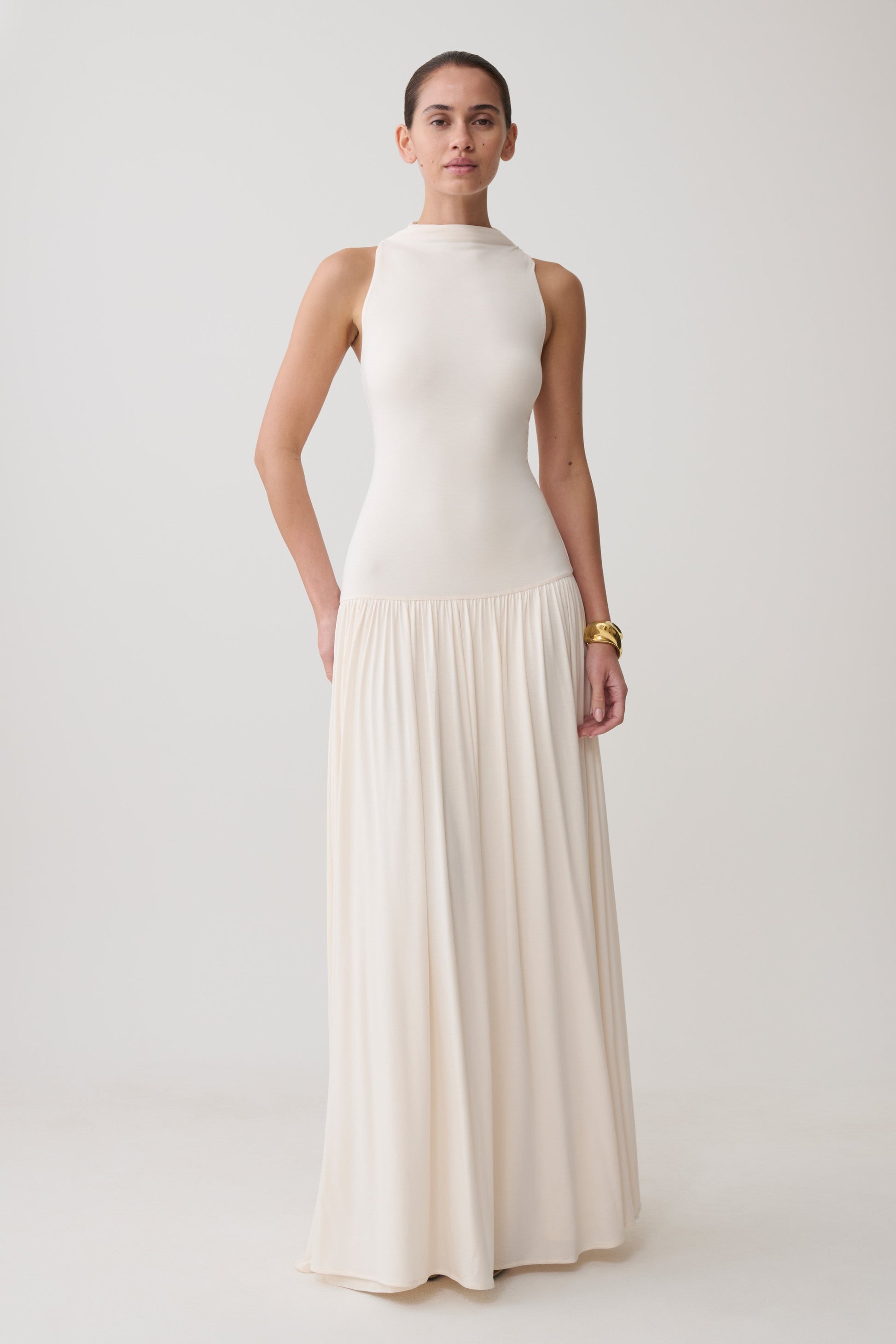 Zsela High Neck Modal Maxi Dress - Ivory #7
