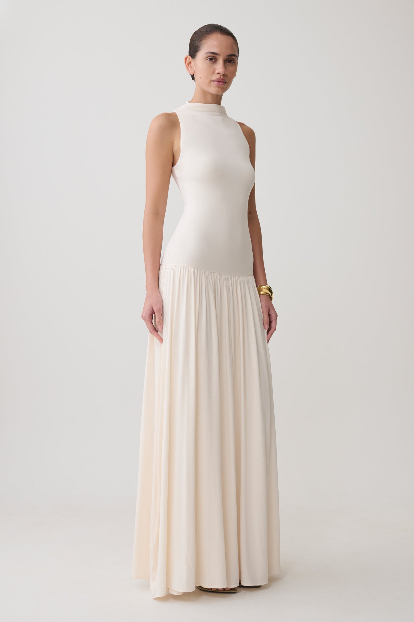 Zsela High Neck Modal Maxi Dress - Ivory