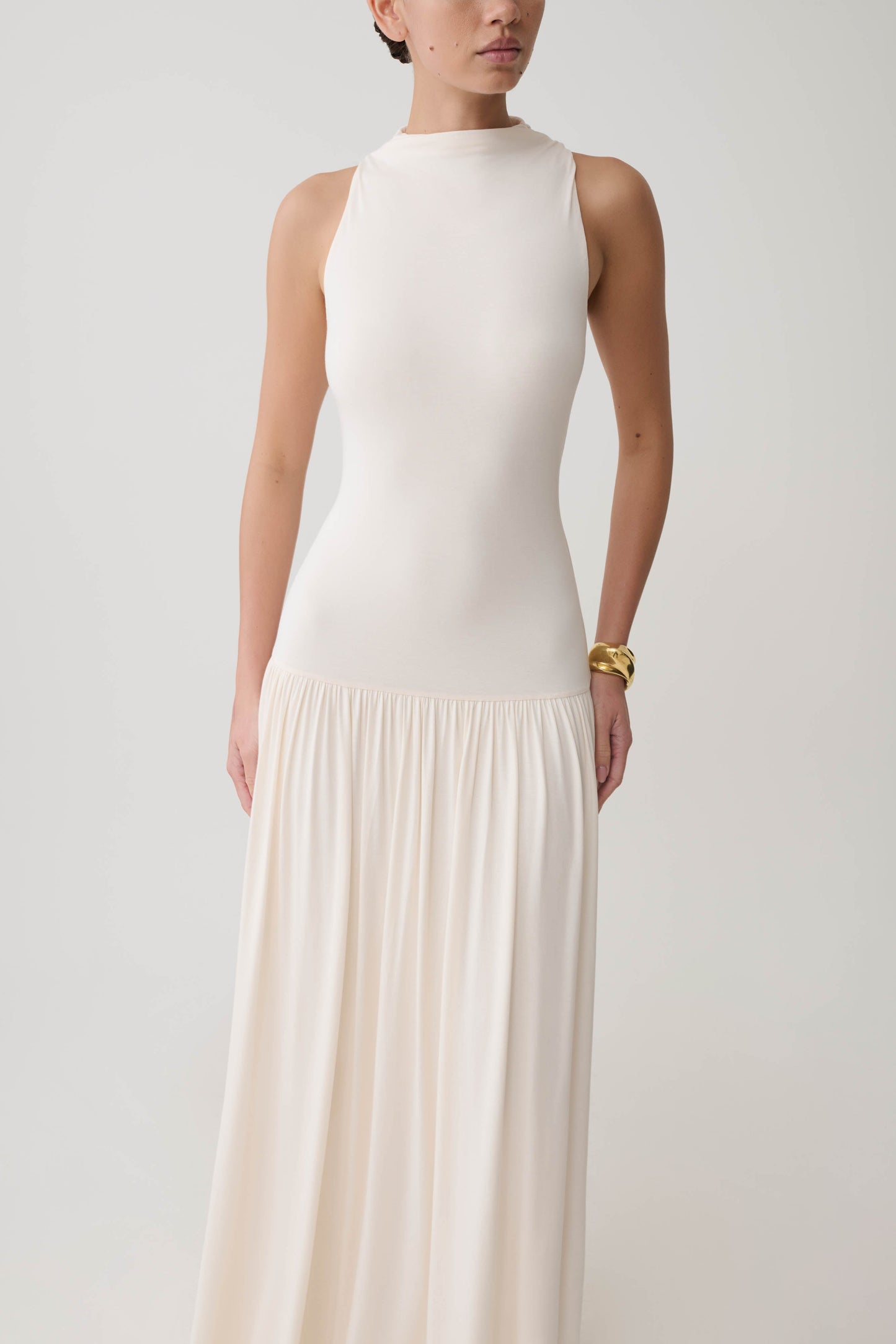 Zsela High Neck Modal Maxi Dress - Ivory