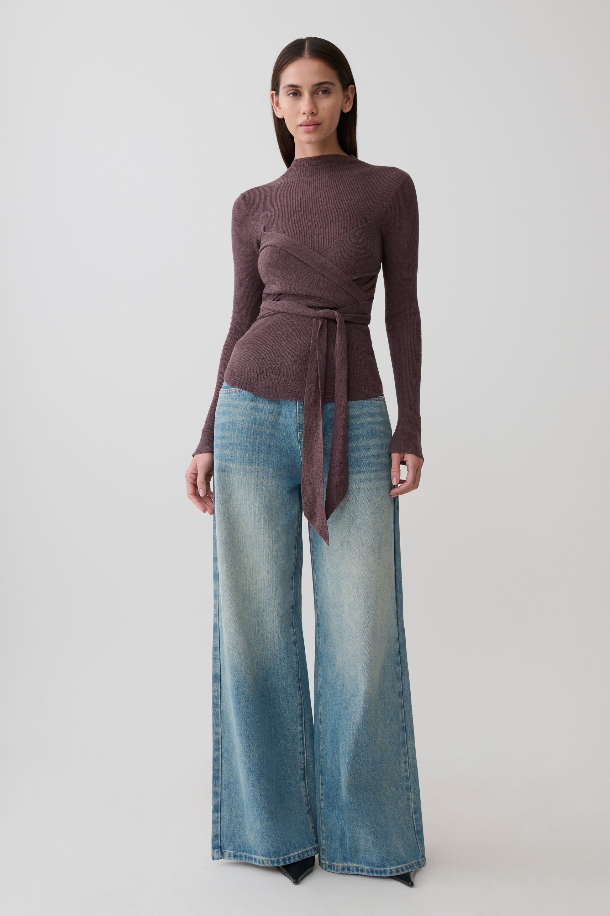 Lawson Wrap Knit Long Sleeve Top - Peppercorn #7