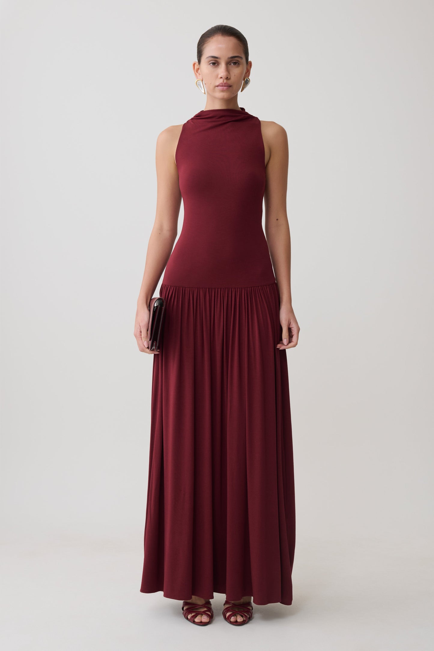 Zsela High Neck Modal Maxi Dress - Wine