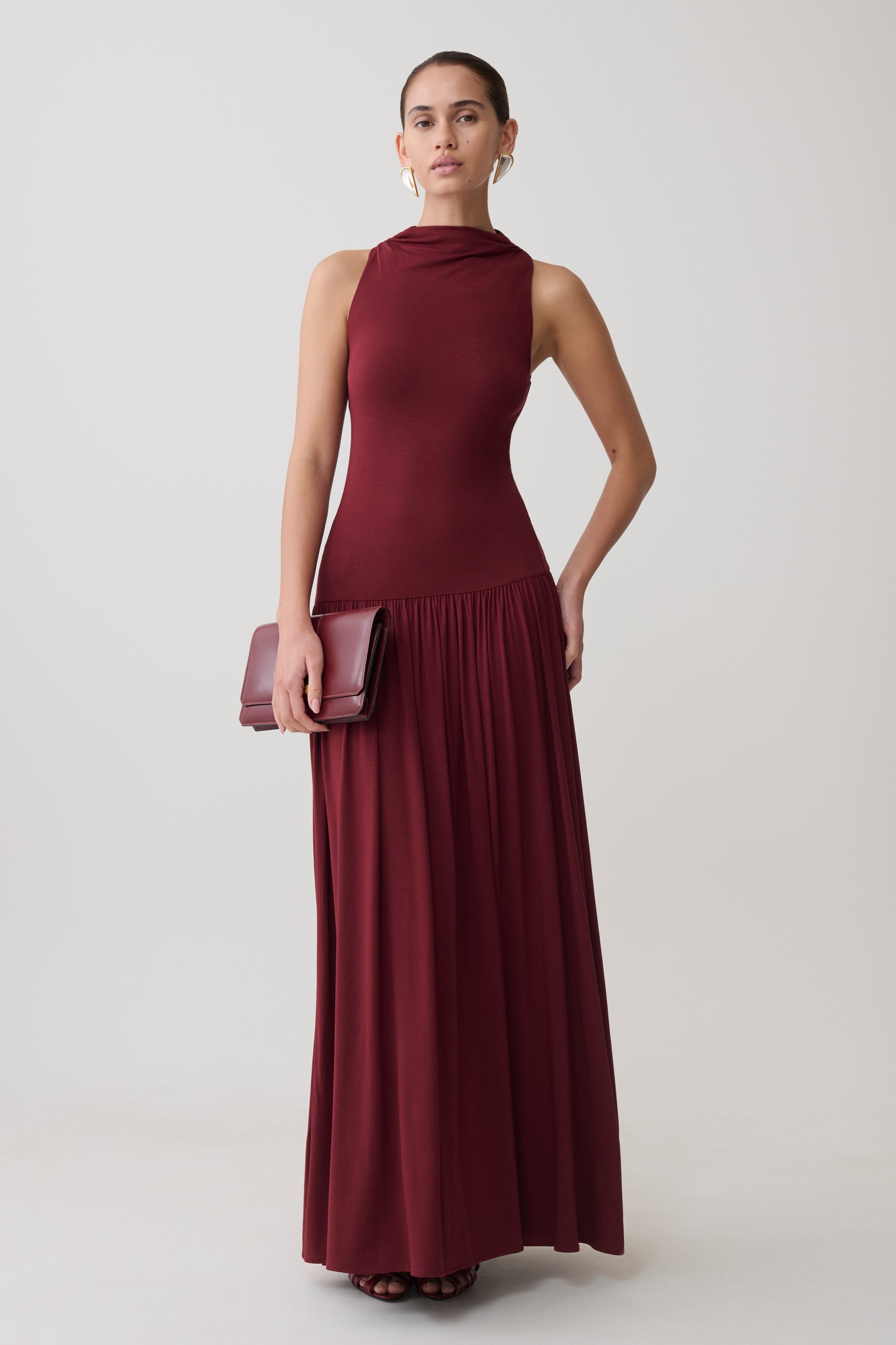 Zsela High Neck Modal Maxi Dress - Wine #5