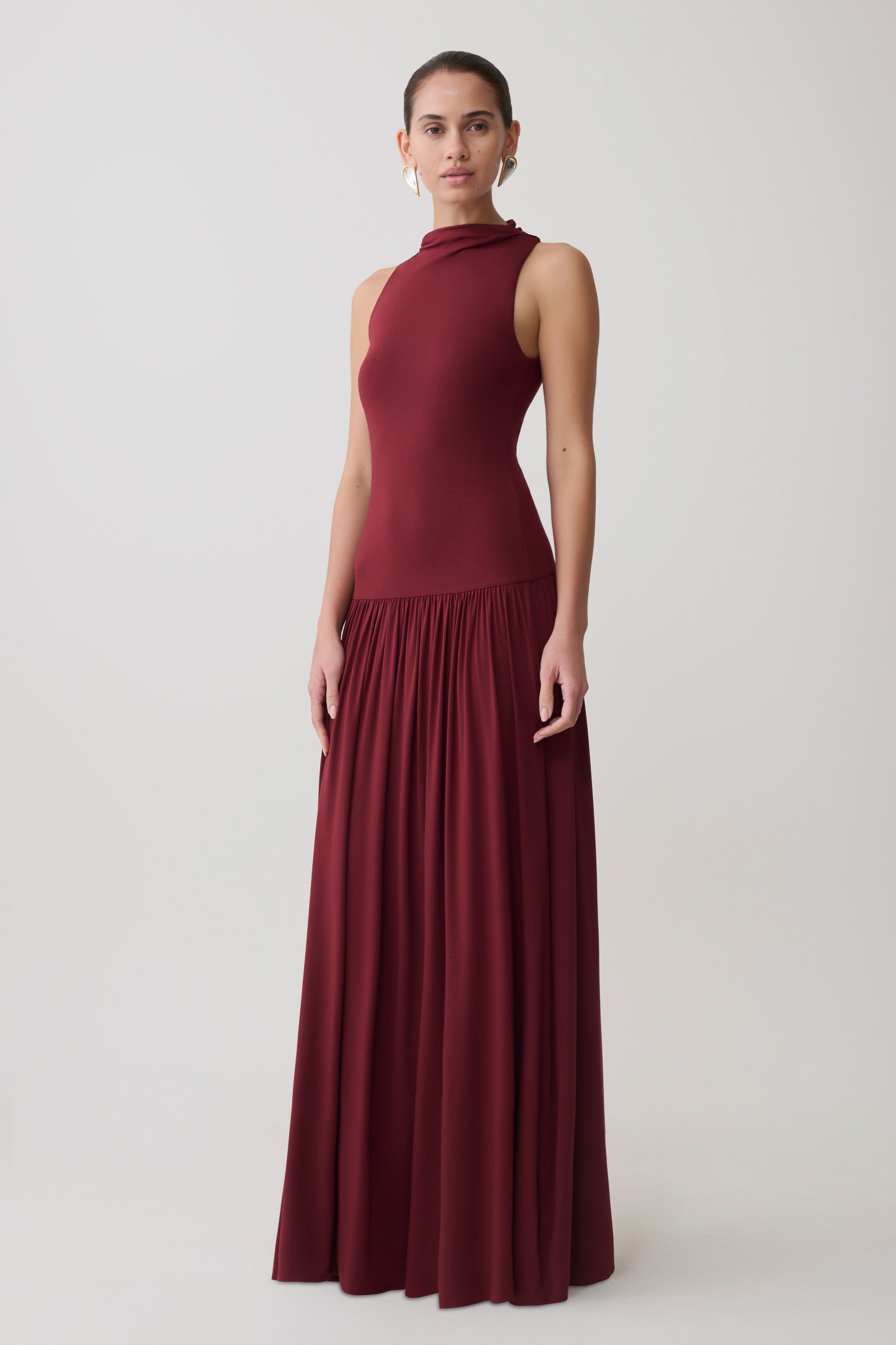 Zsela High Neck Modal Maxi Dress - Wine #3