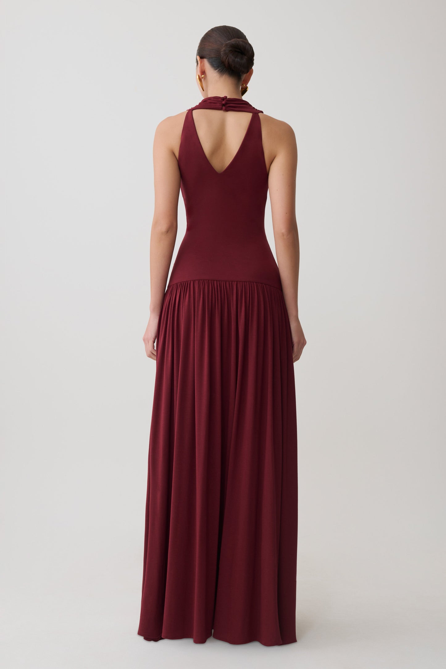 Zsela High Neck Modal Maxi Dress - Wine