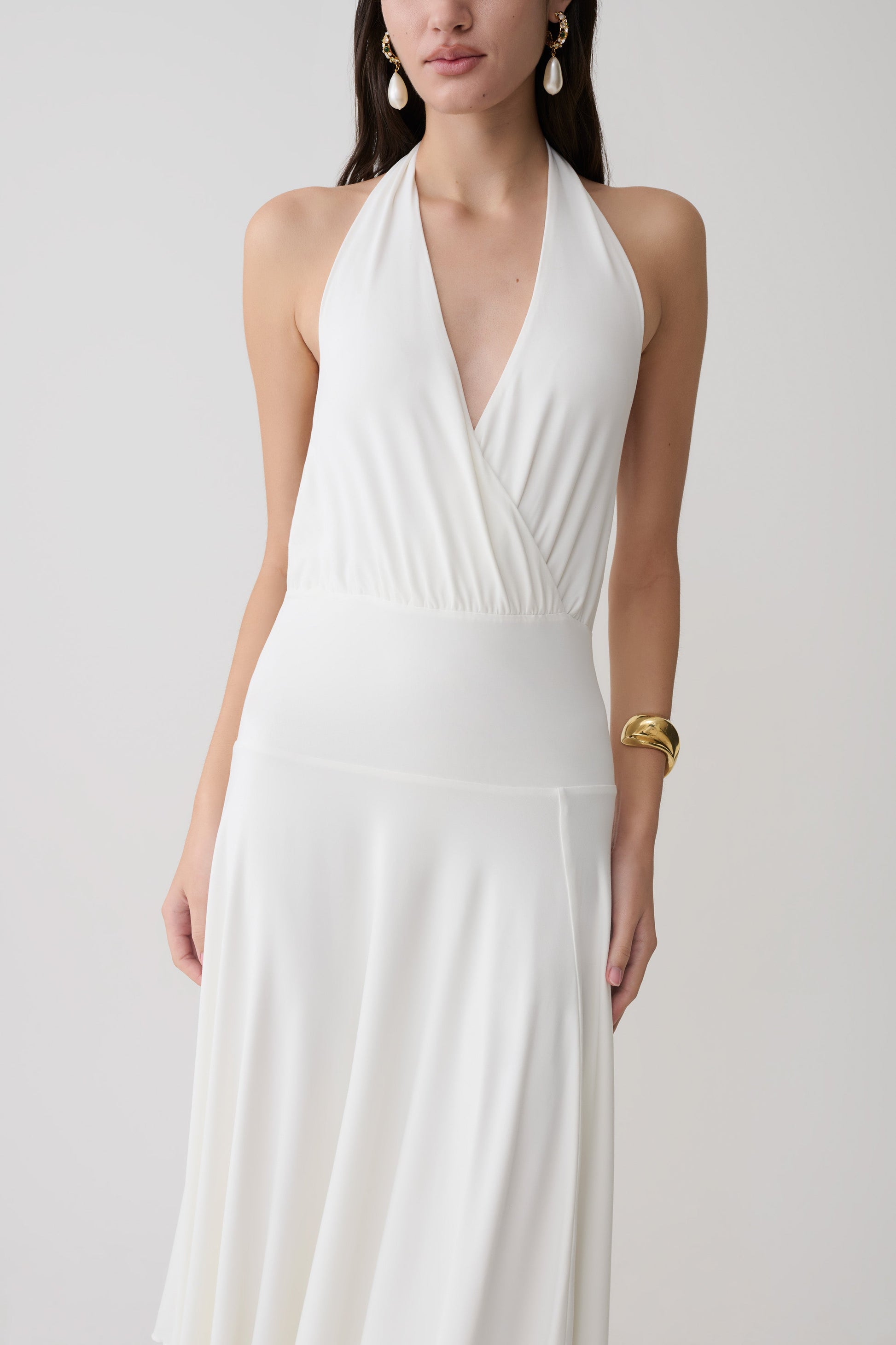 Krish Hankie Halter Midi Dress - White #7
