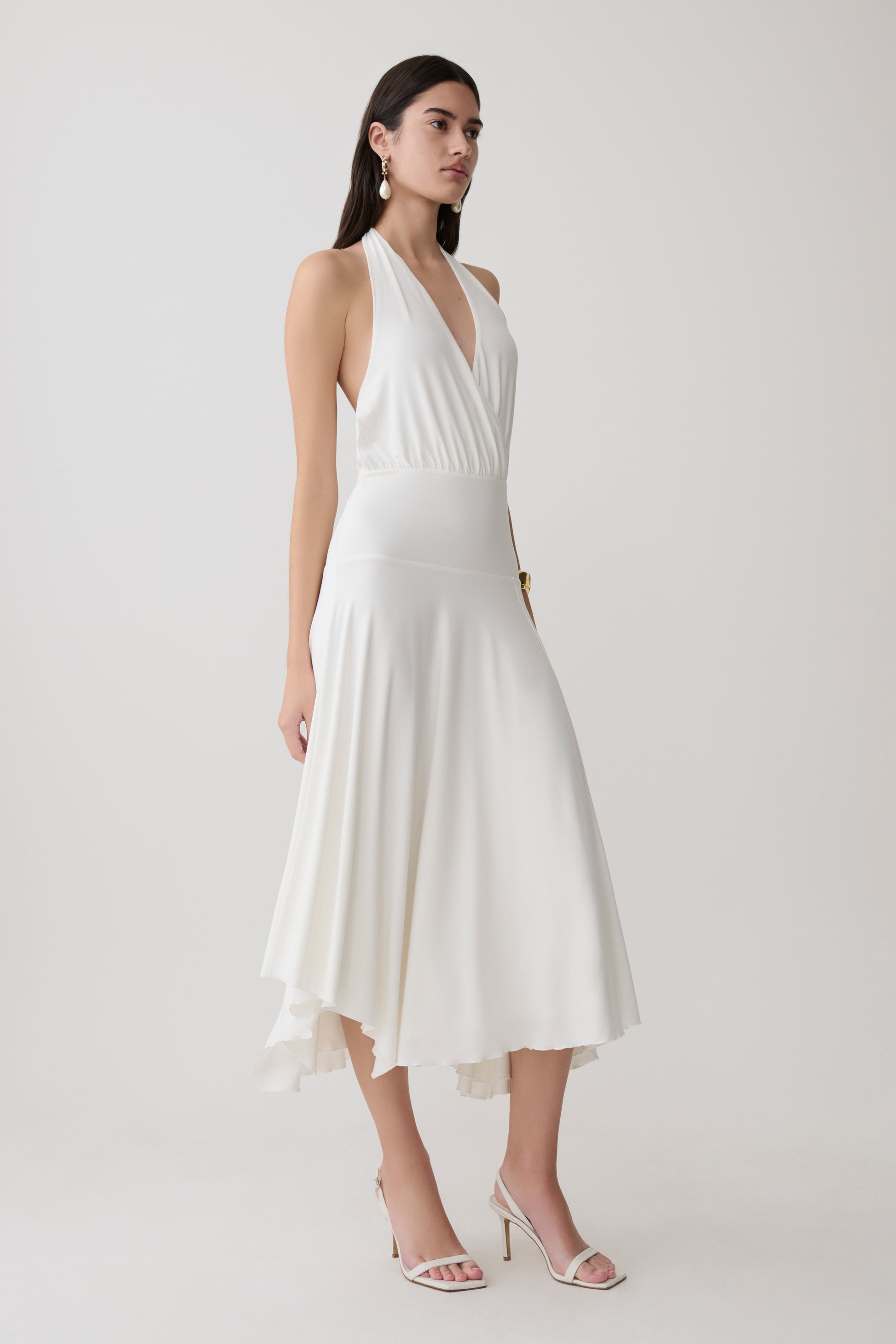 Krish Hankie Halter Midi Dress - White #4