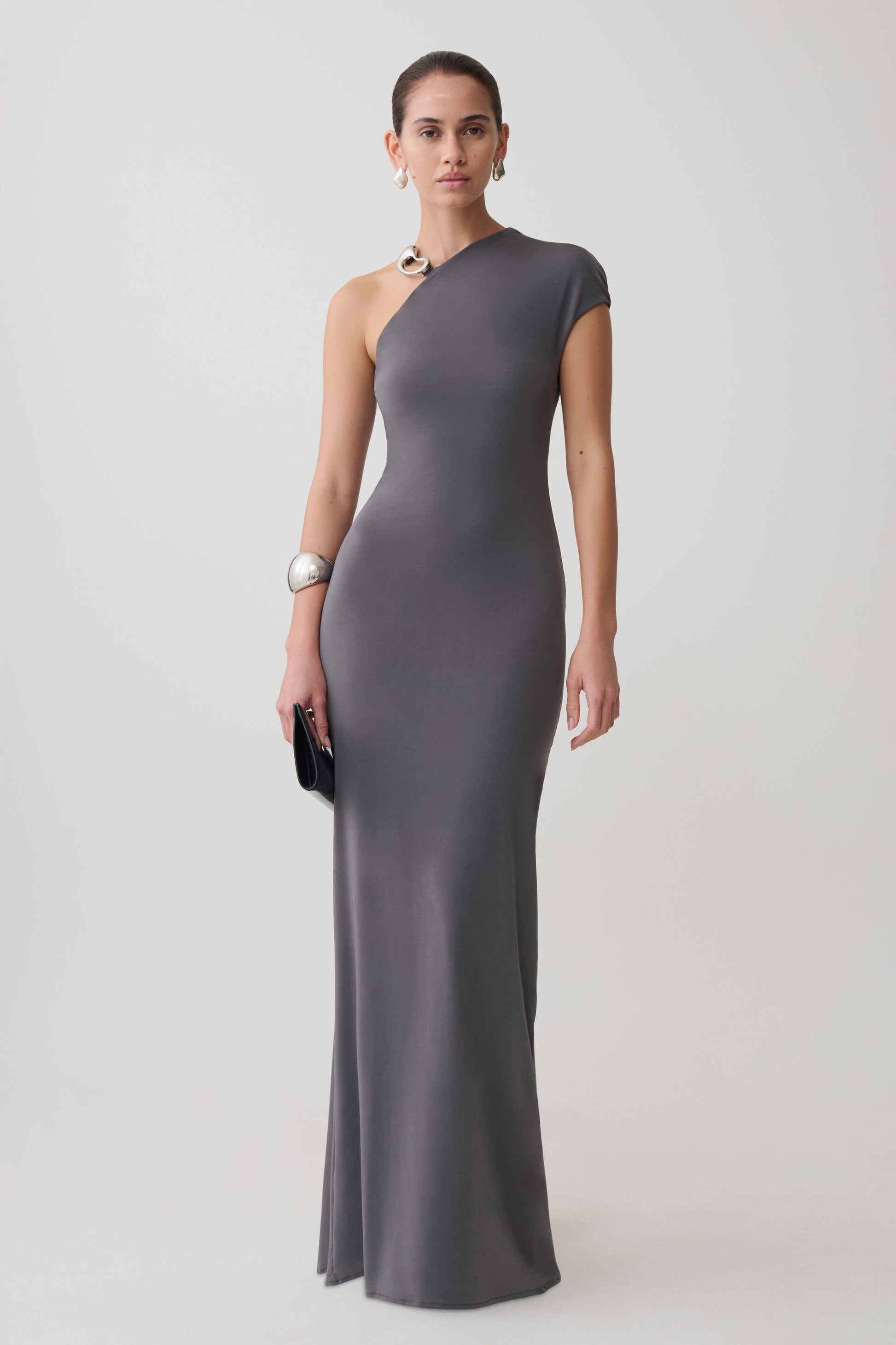 Oden Slinky Maxi Dress With Hardware - Grey #5