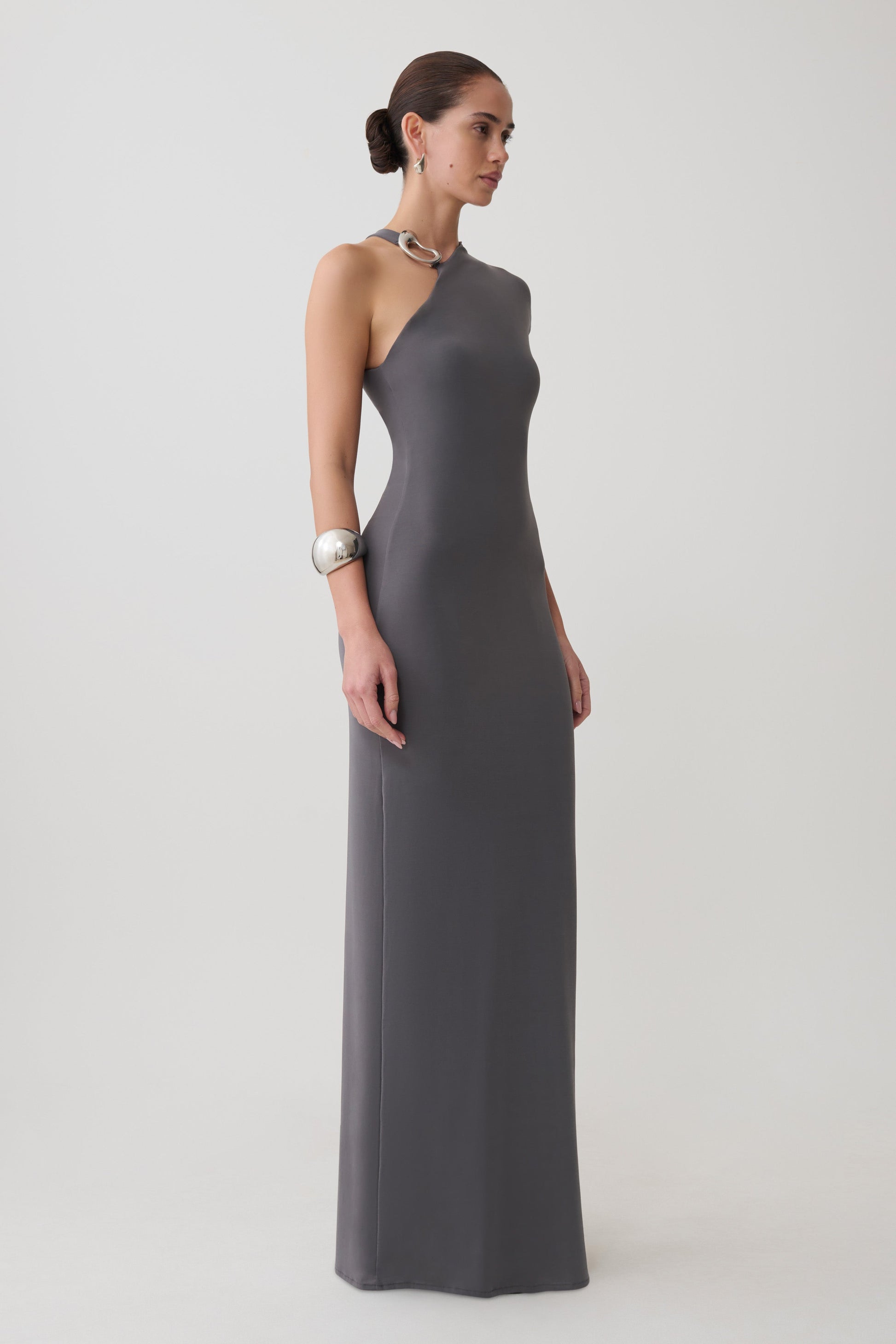 Oden Slinky Maxi Dress With Hardware - Grey #4
