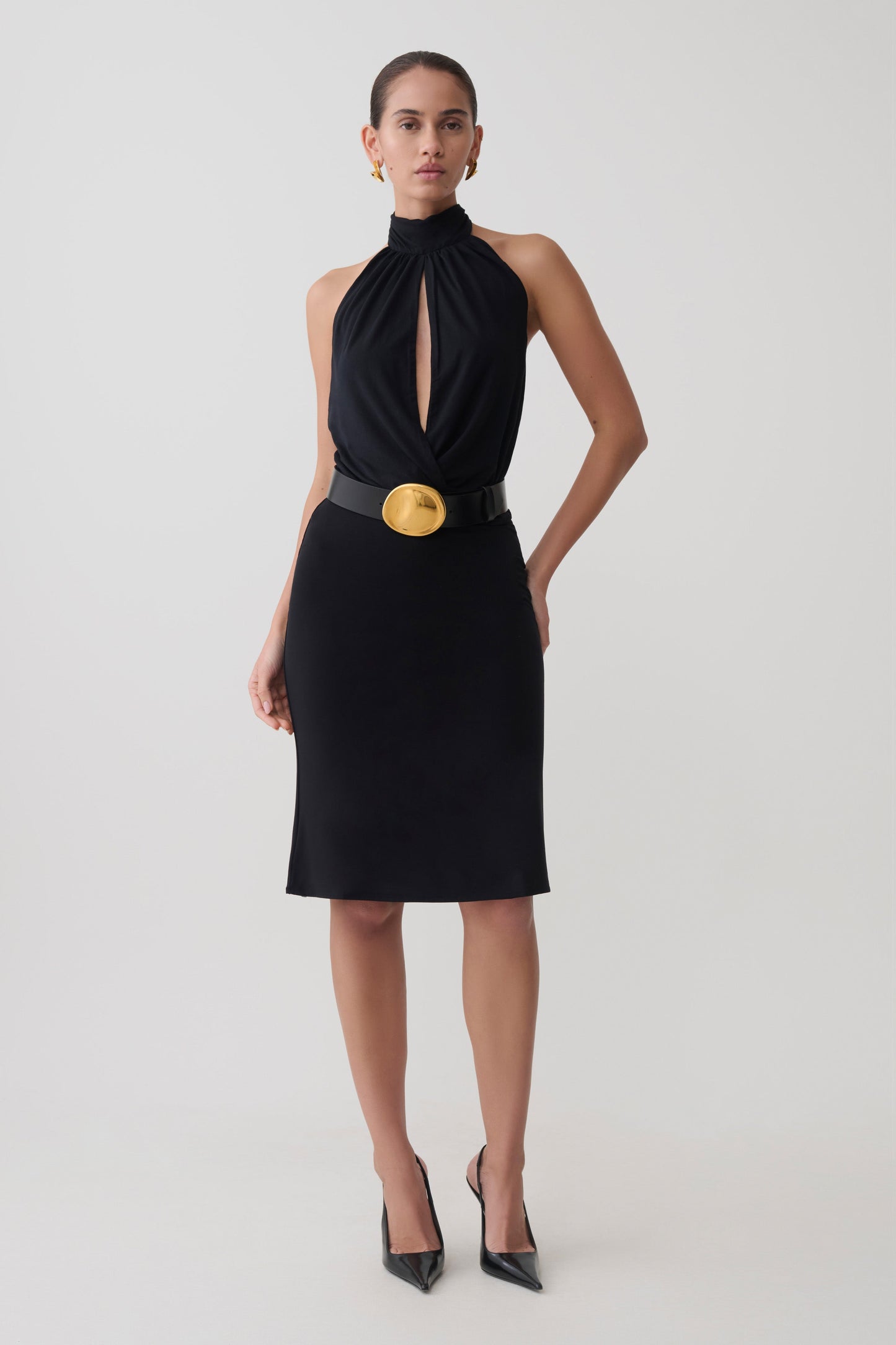 Maki Viscose Sleeveless Halter Top - Black