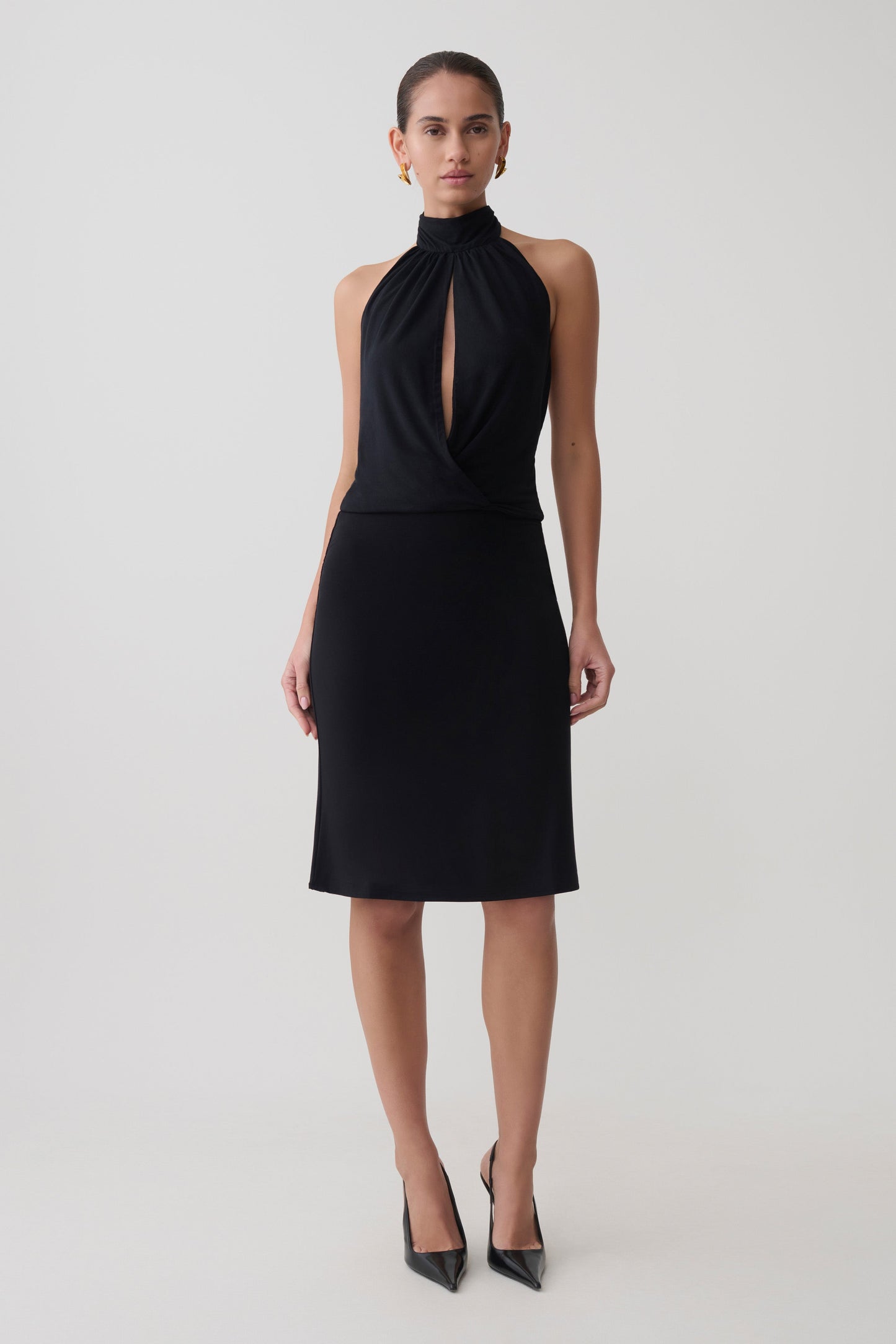 Maki Viscose Sleeveless Halter Top - Black
