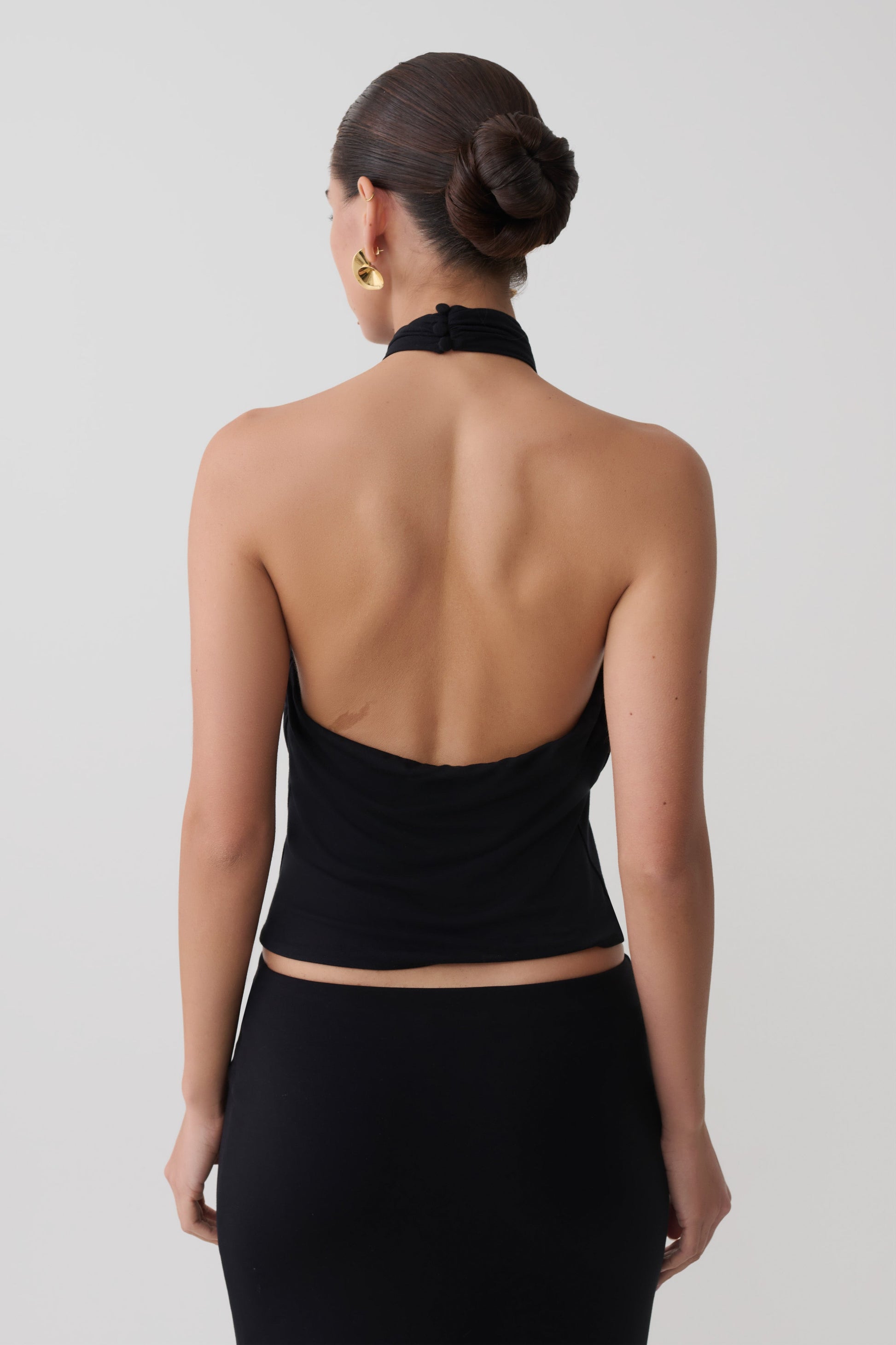 Maki Viscose Sleeveless Halter Top - Black #2