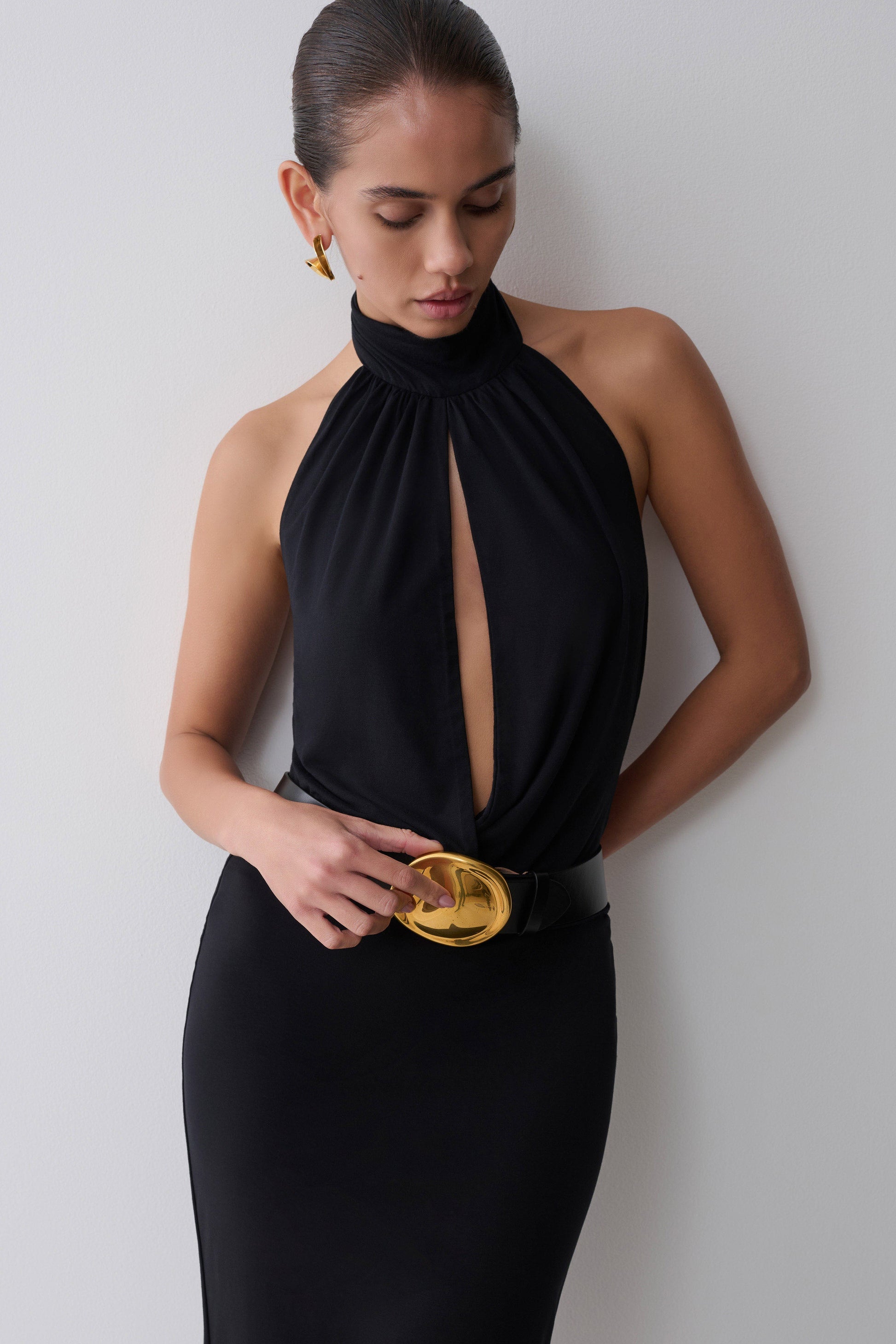 Maki Viscose Sleeveless Halter Top - Black #8