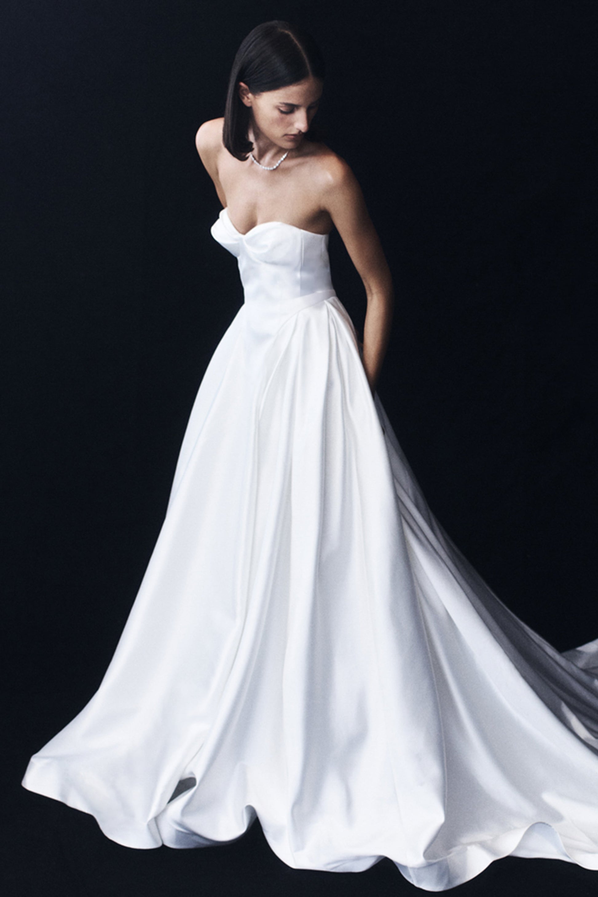 Delphine Satin Strapless Maxi Gown - White #7