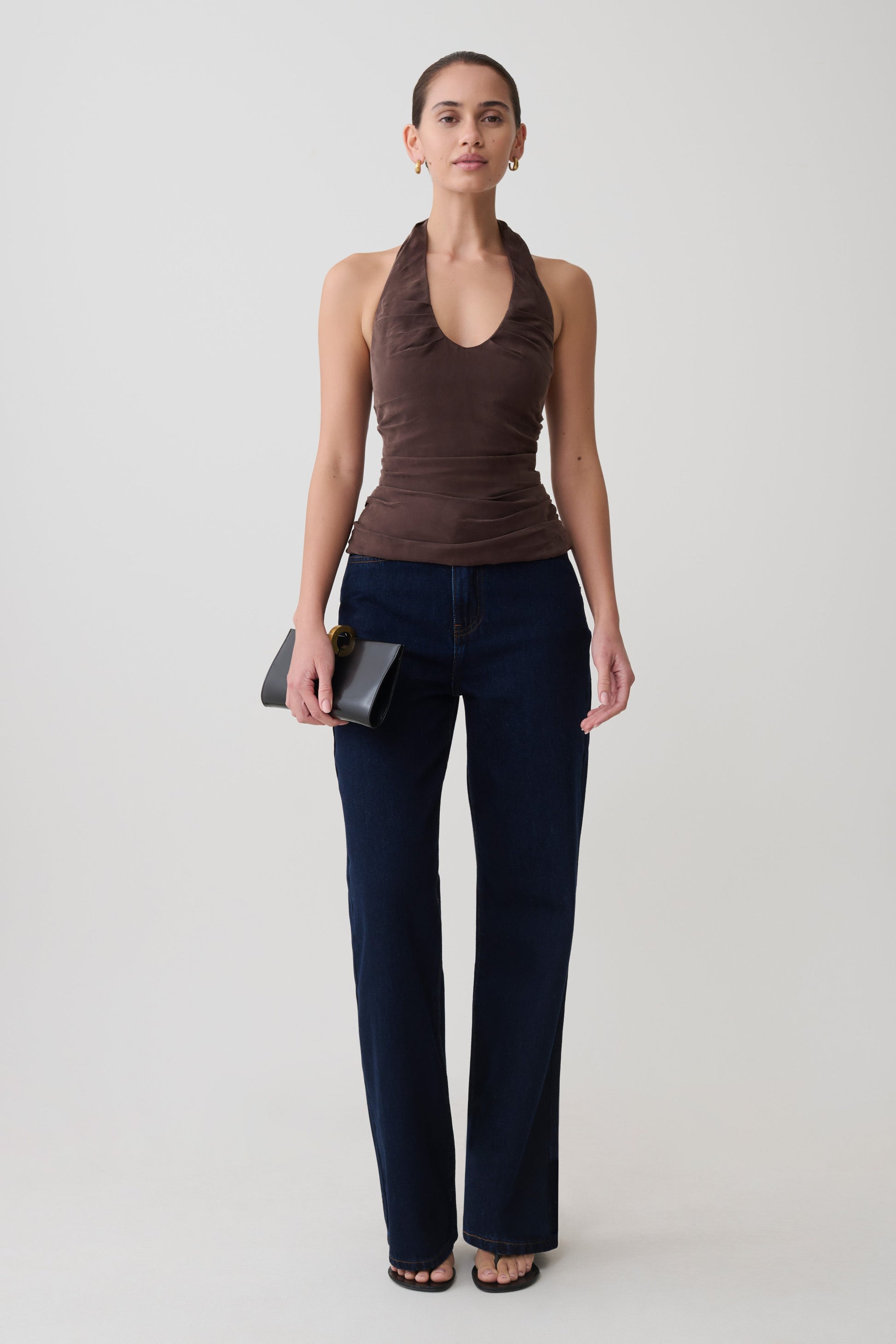 Daniela Ruched Halter Top - Dark Chocolate #7