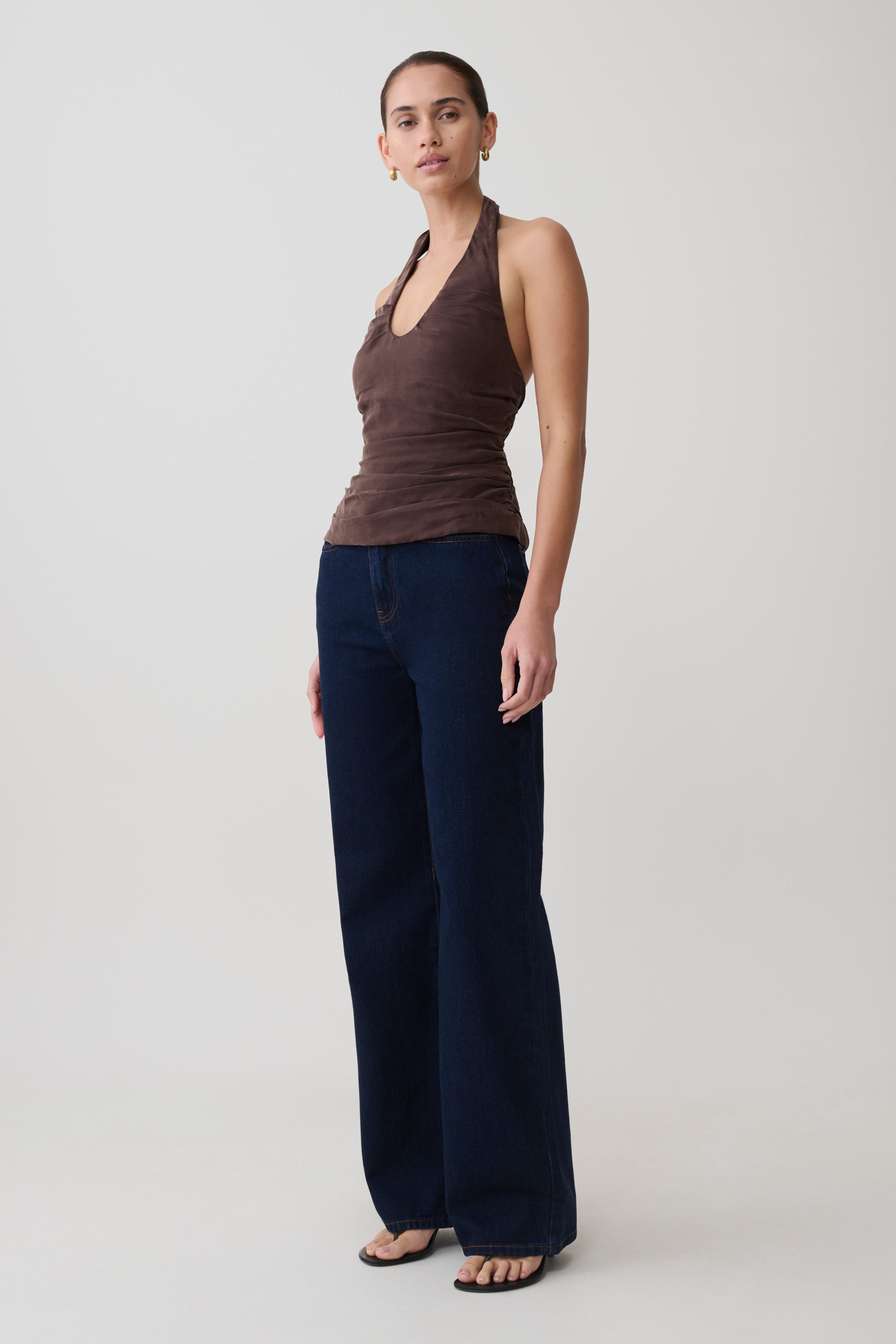 Daniela Ruched Halter Top - Dark Chocolate #5