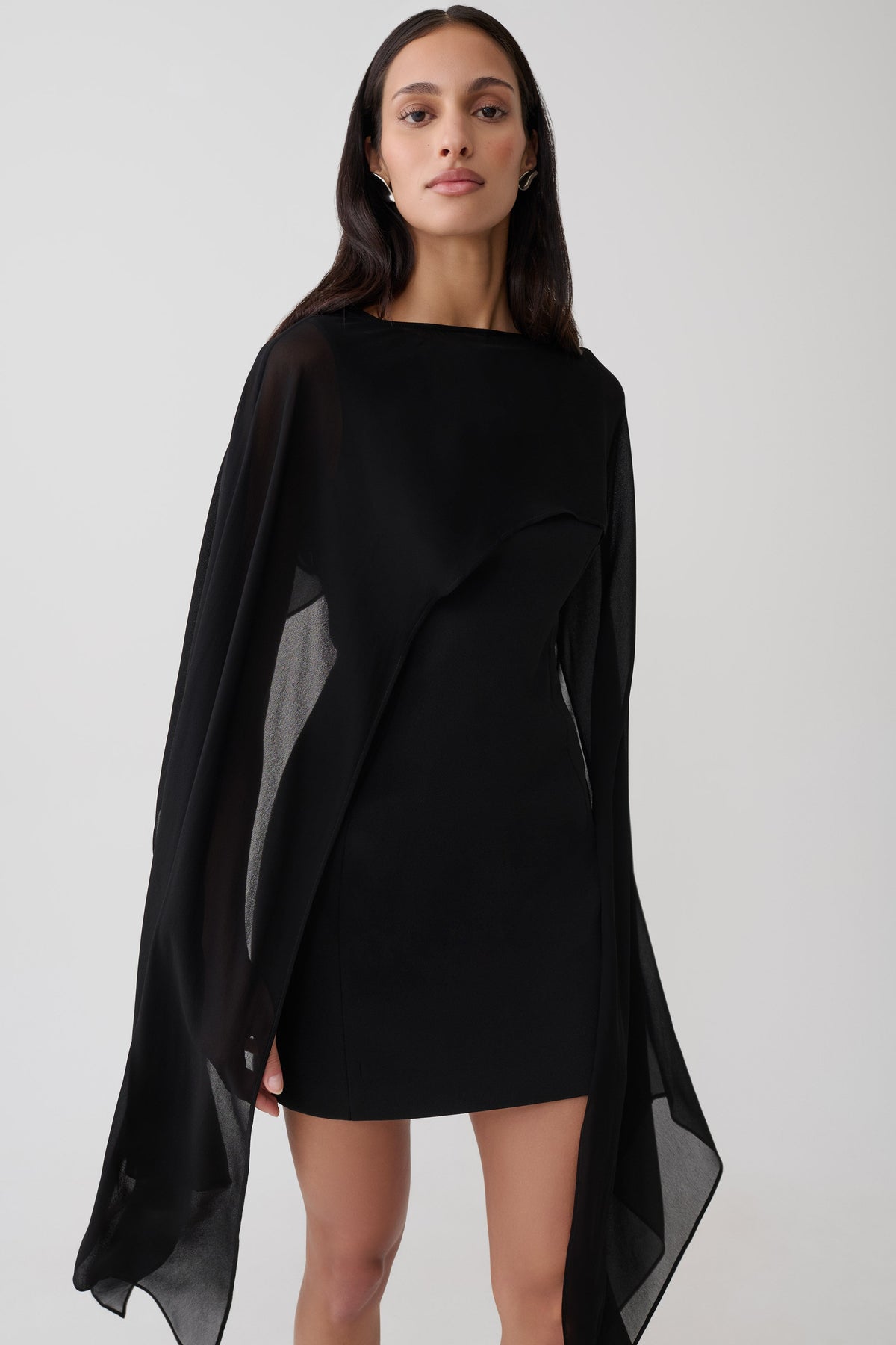 Triana Chiffon Overlay Mini Dress - Black #3