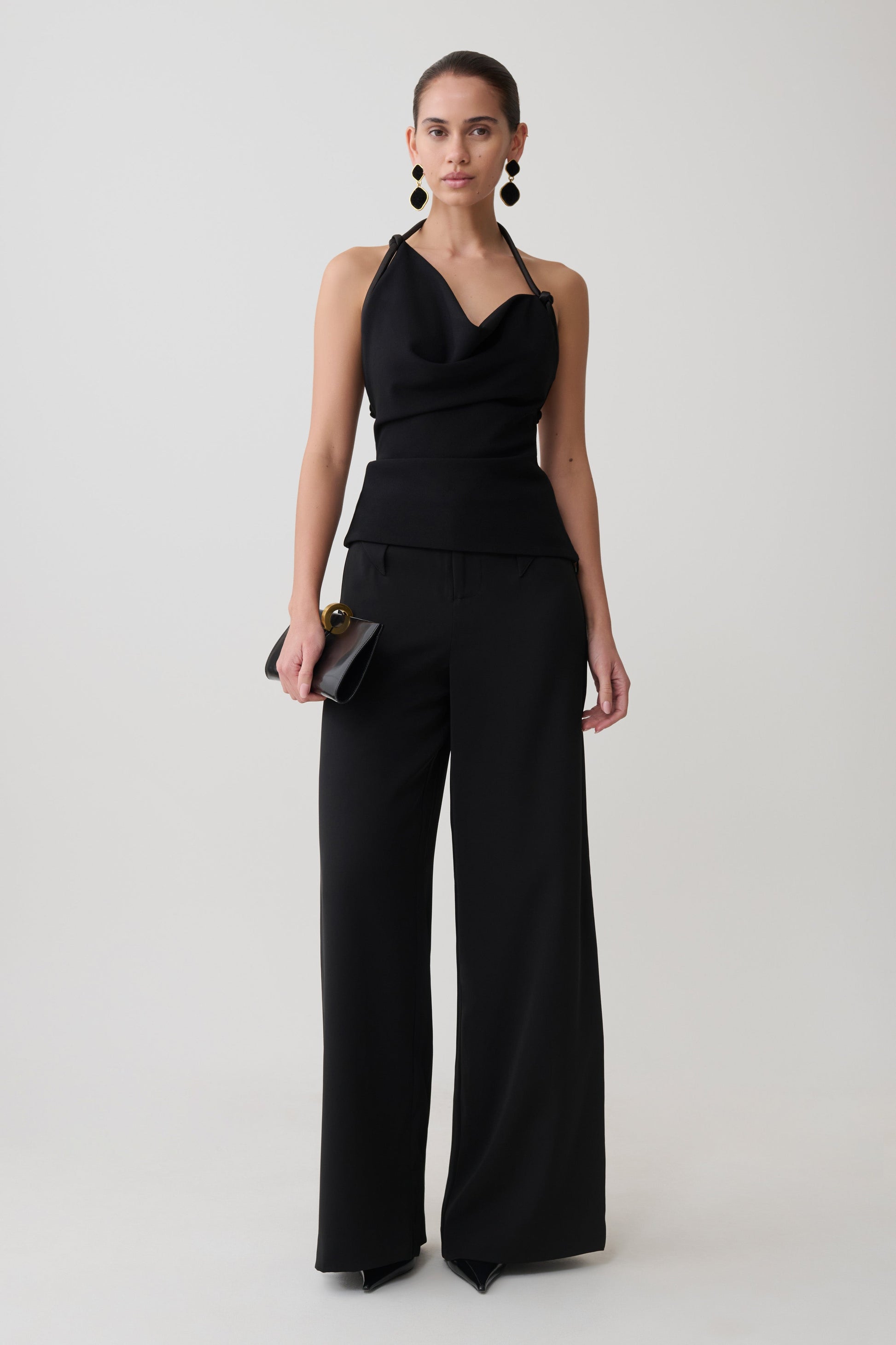 Gracie Halter Neck Asymmetrical Top - Black #7