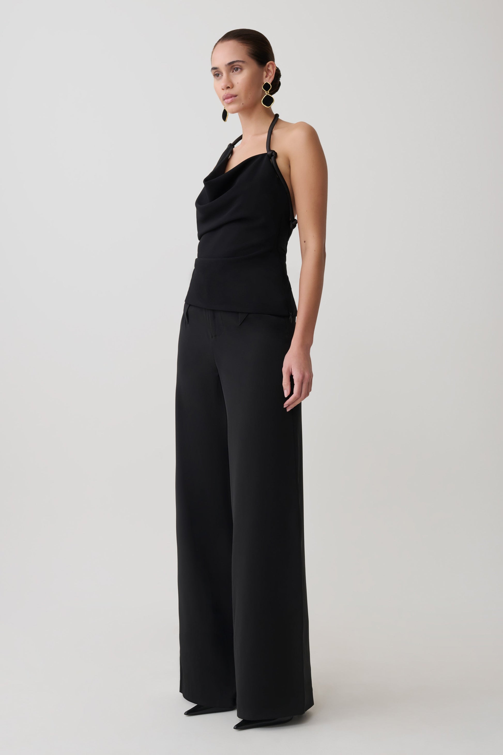 Gracie Halter Neck Asymmetrical Top - Black #5