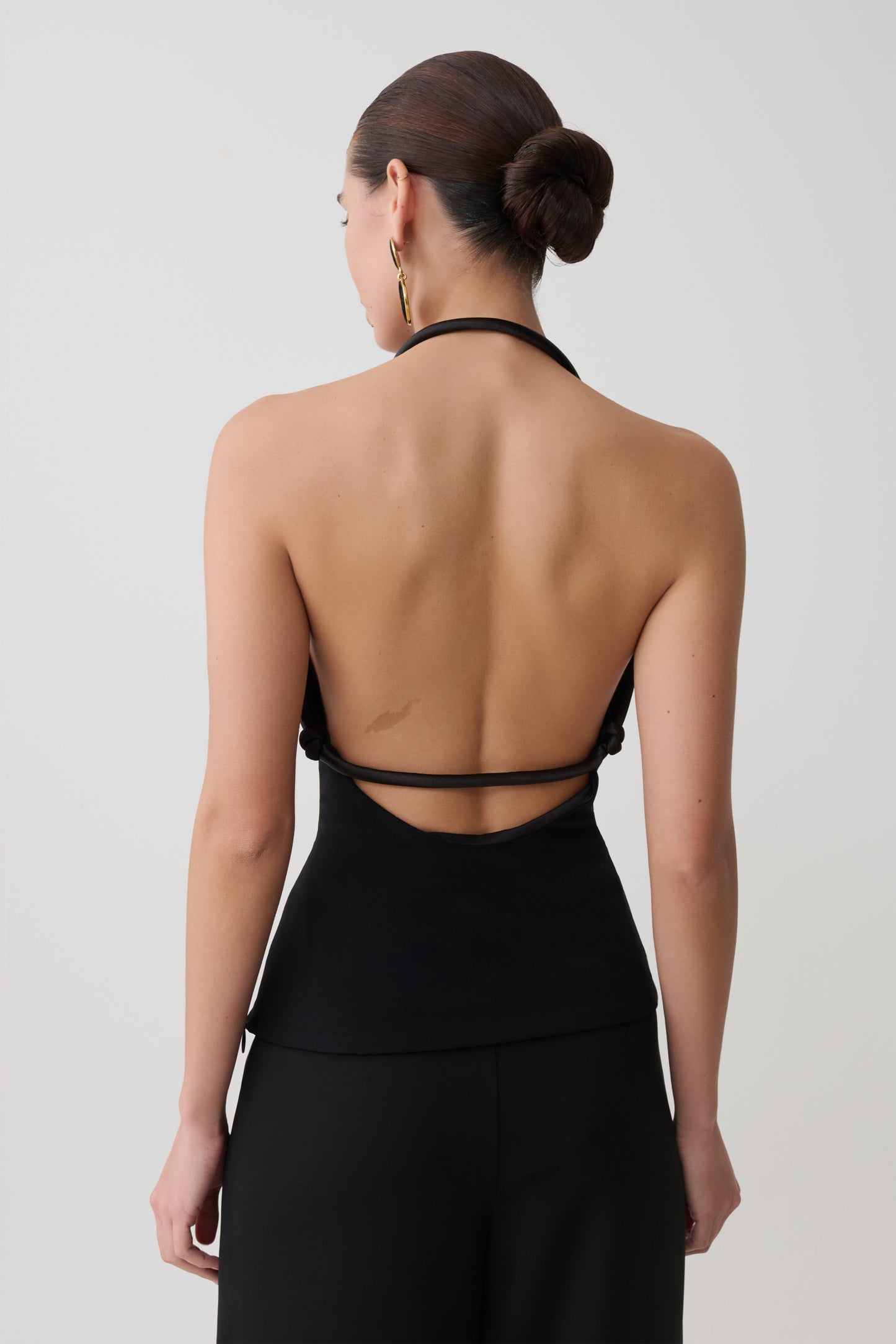 Gracie Halter Neck Asymmetrical Top - Black