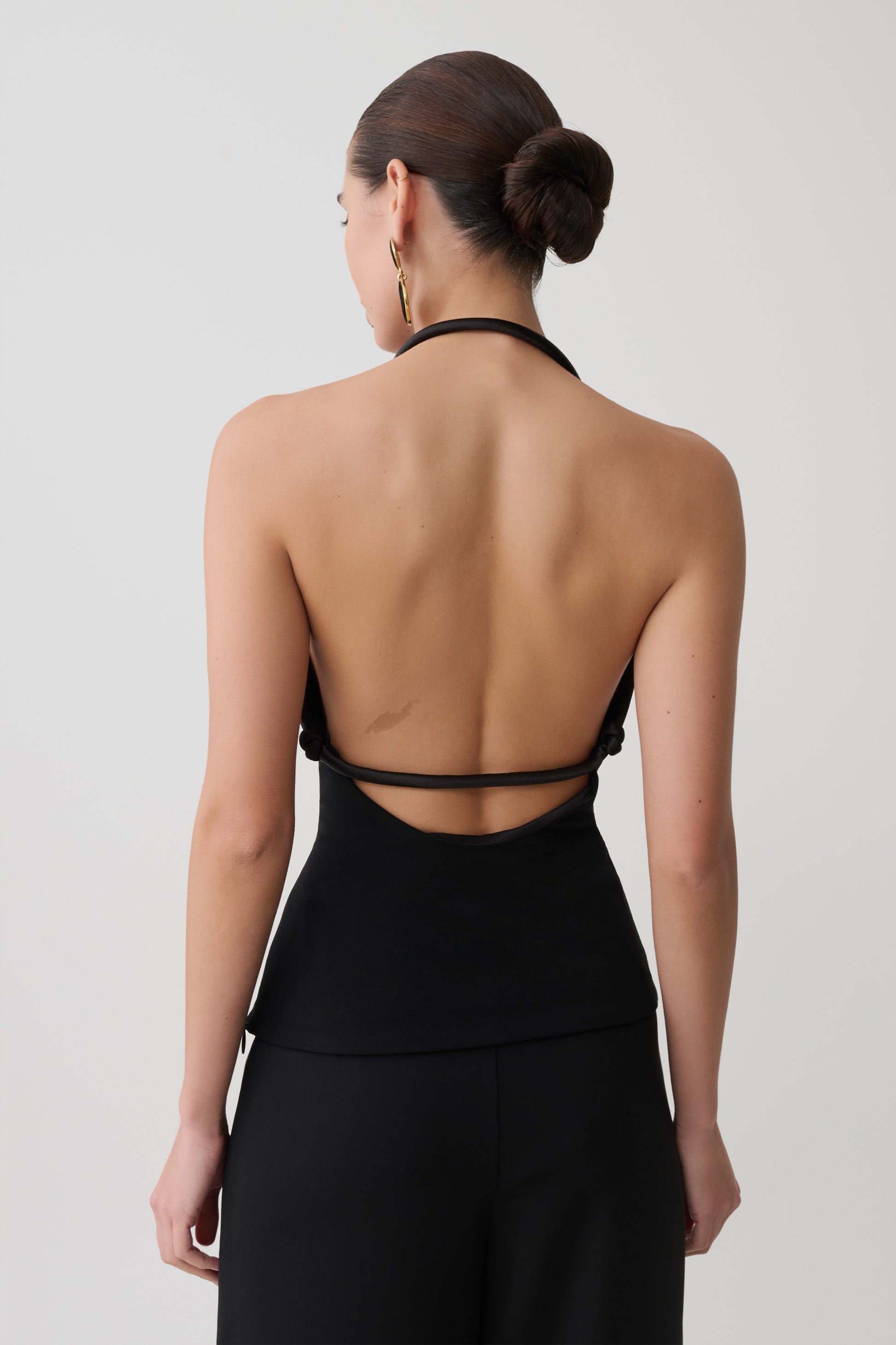 Gracie Halter Neck Asymmetrical Top - Black #2