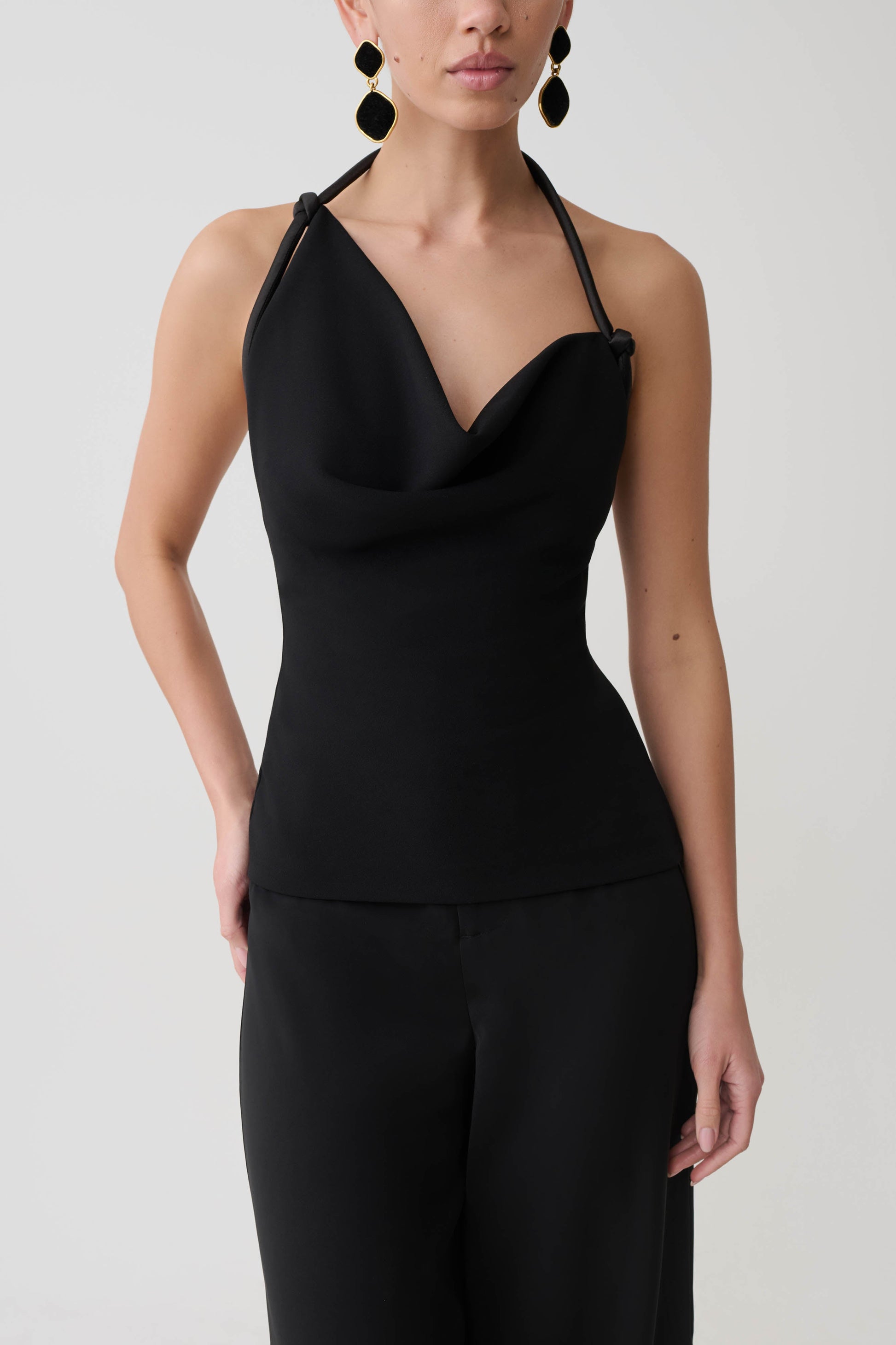 Gracie Halter Neck Asymmetrical Top - Black #4