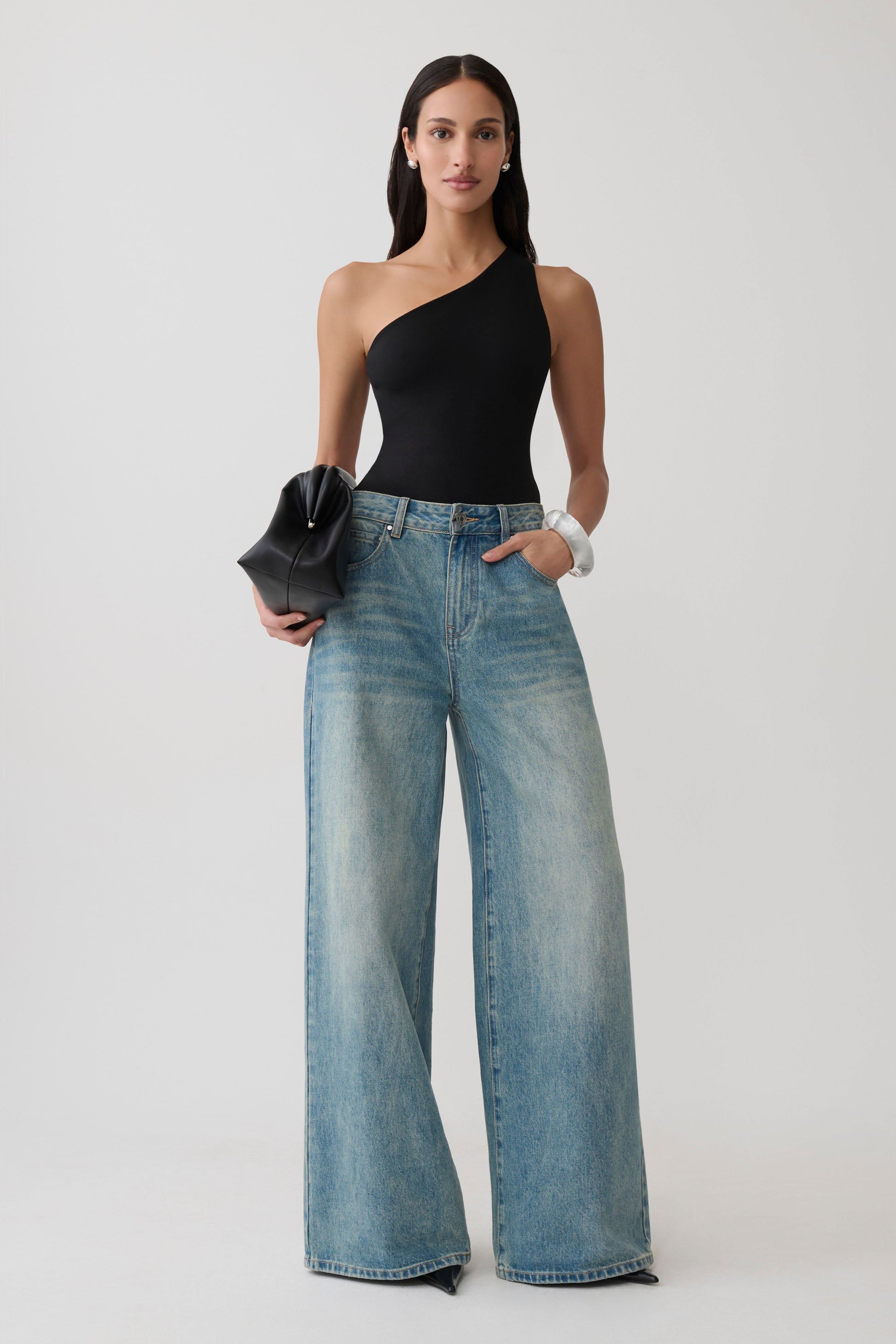 Kuru Asymmetric Back Ponte Bodysuit - Black #3