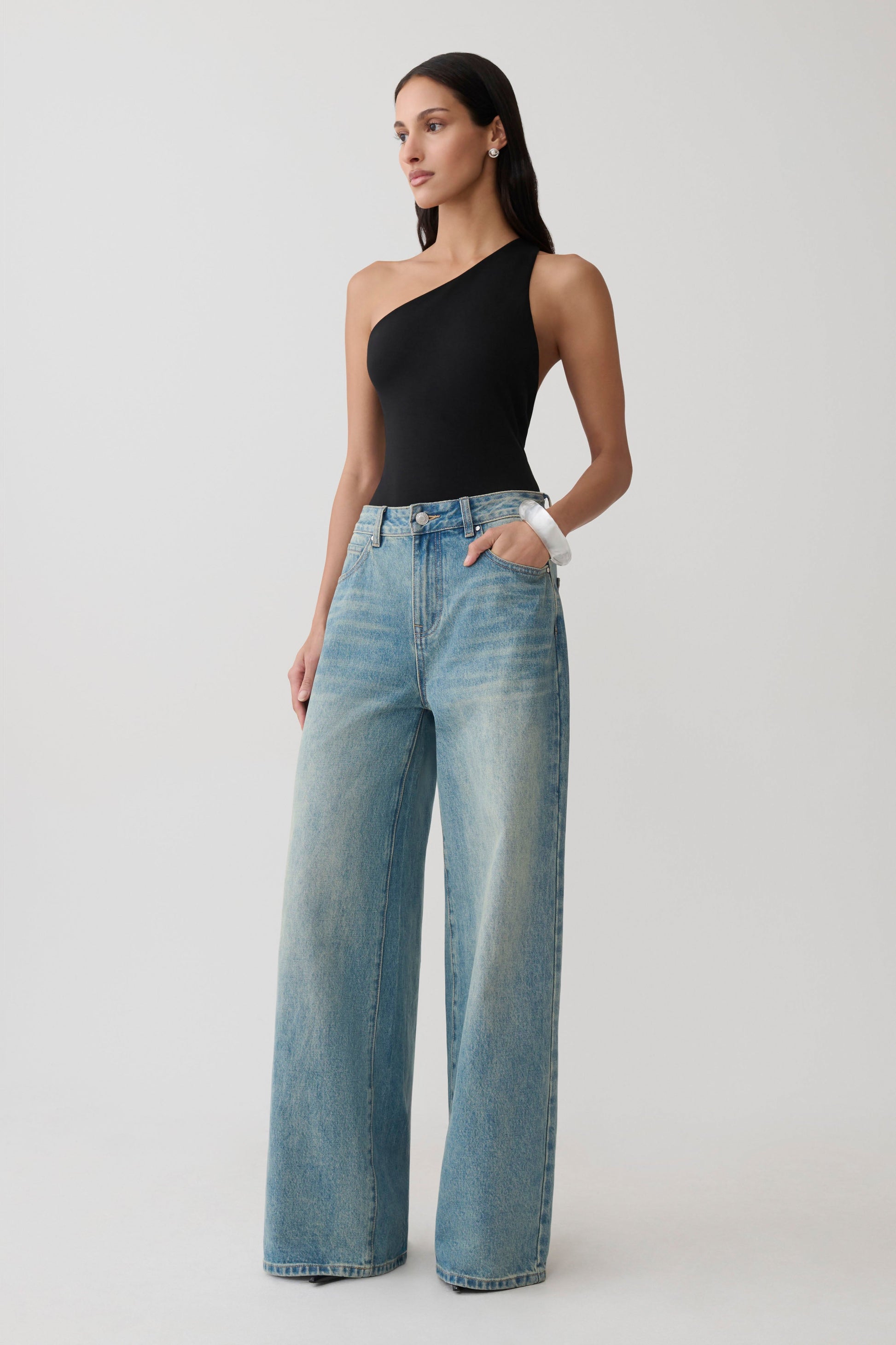 Kuru Asymmetric Back Ponte Bodysuit - Black #5