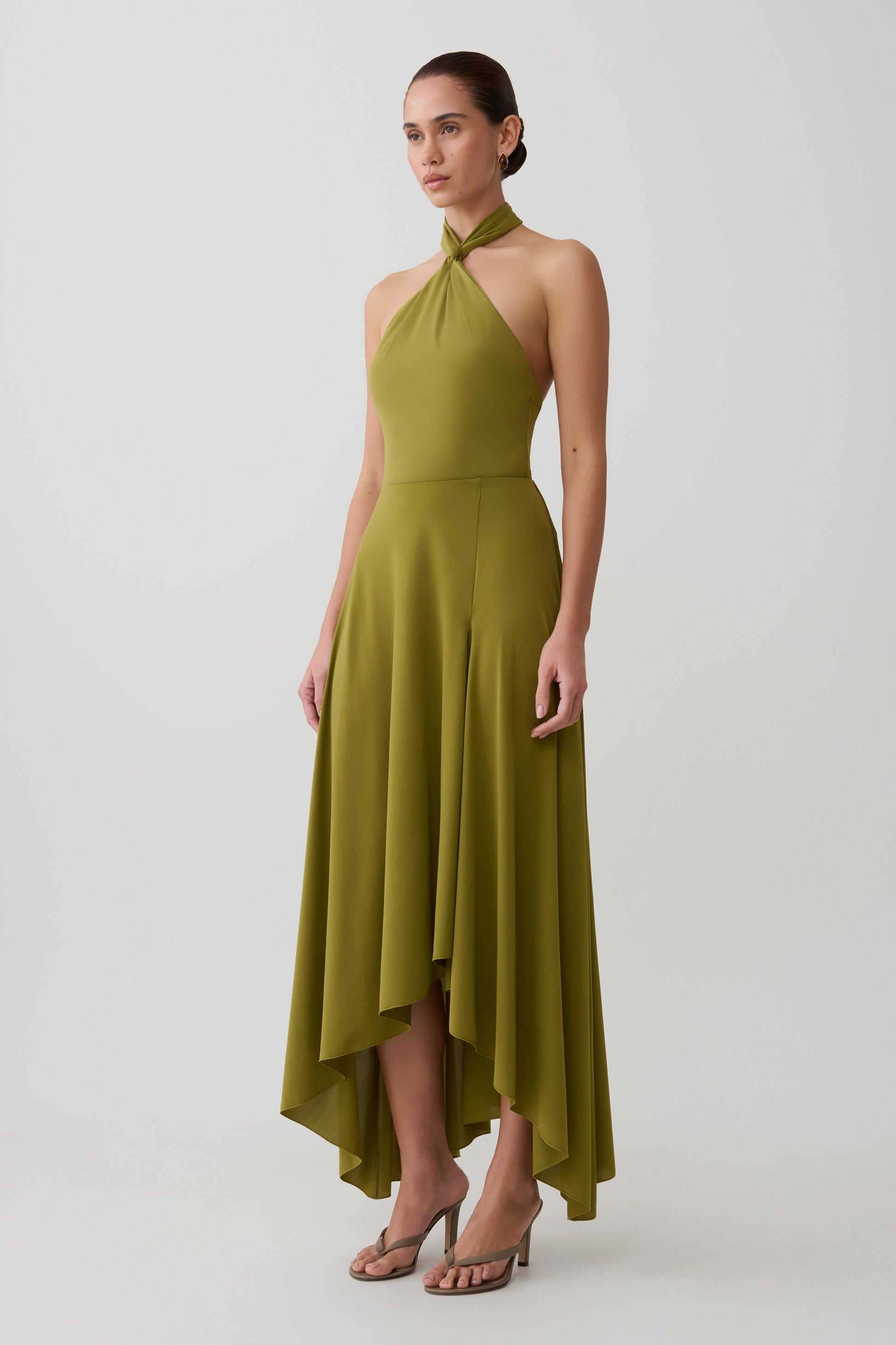 Bambi Twisted Neck Dry Jersey Bodysuit - Martini Olive #4