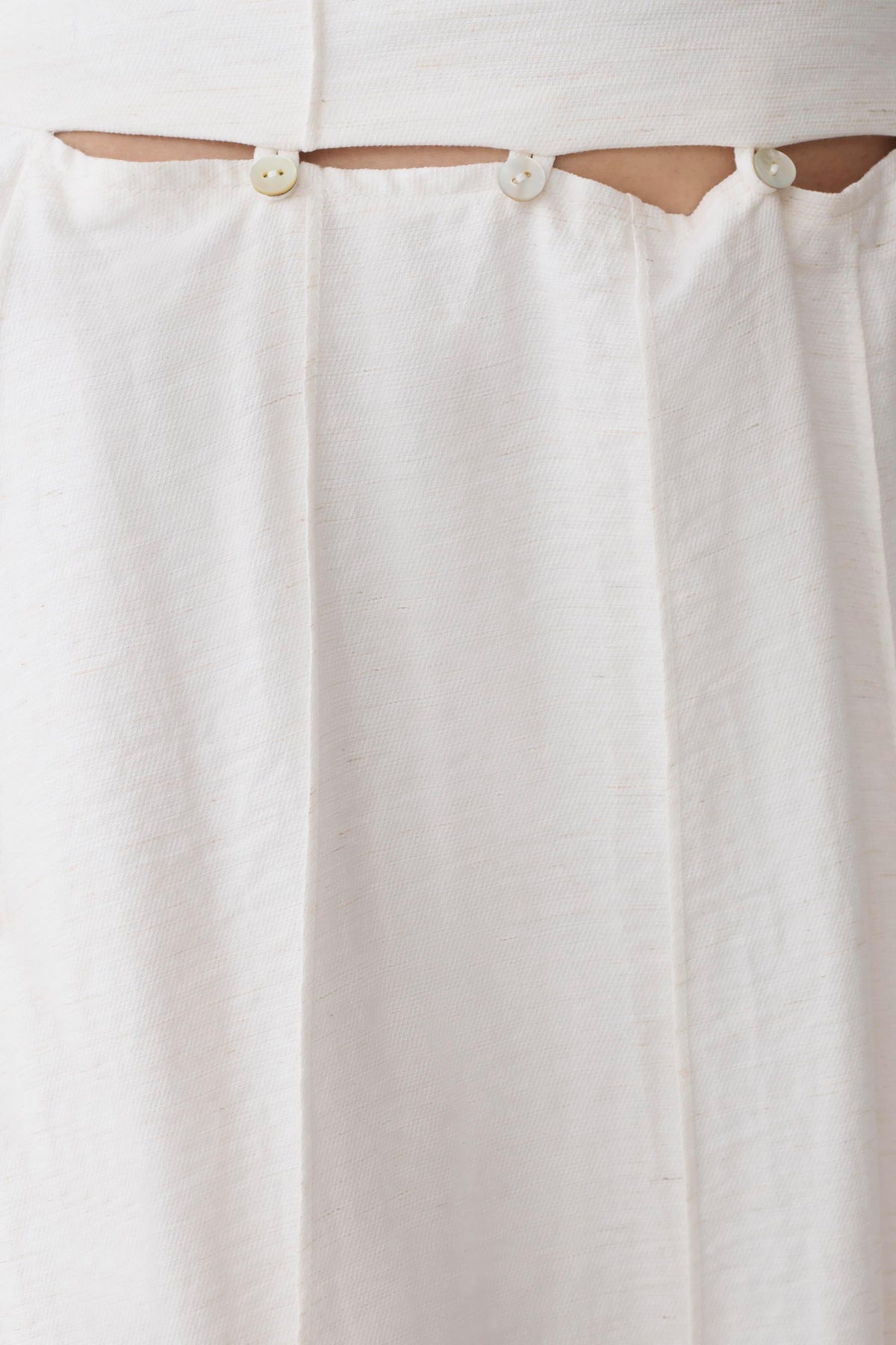 Claire Pearl Button Midi Skirt - White #9