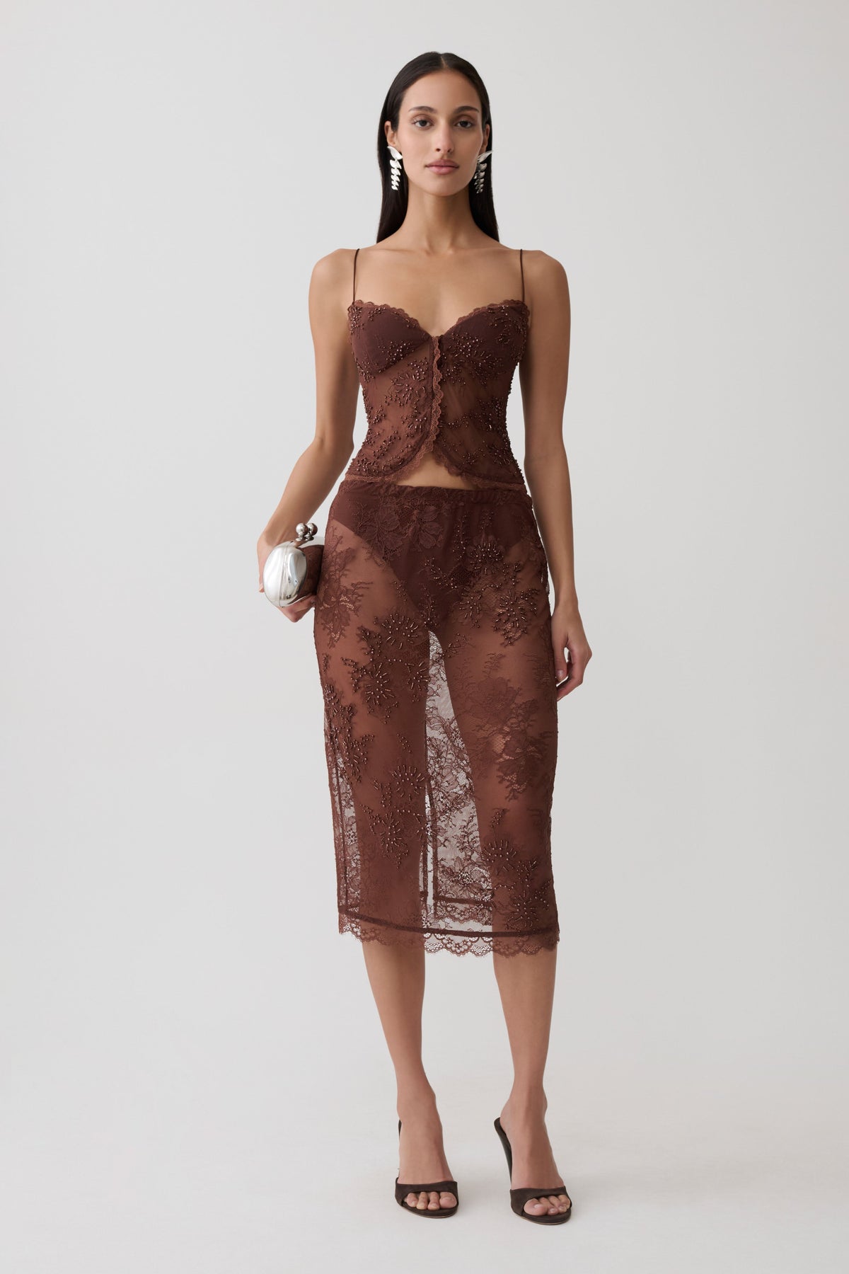 Marcelle Sweetheart Lace Top - Dark Chocolate #6