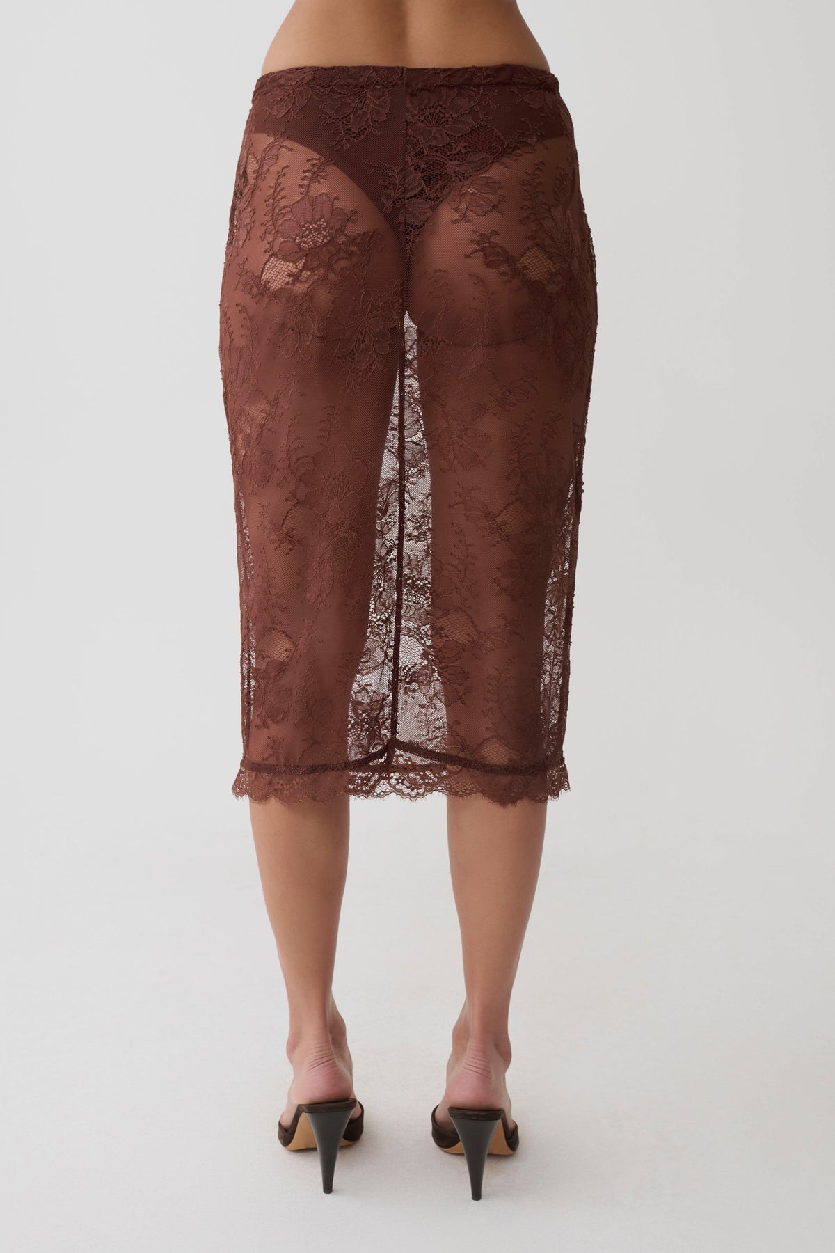 Marcelle Lace Midi Skirt - Dark Chocolate #6