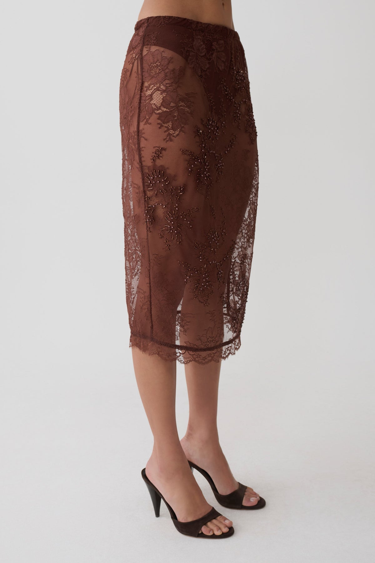 Marcelle Lace Midi Skirt - Dark Chocolate #5
